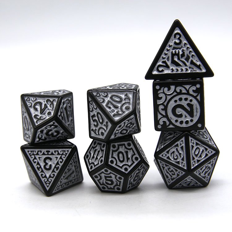 Acrylic White Paint Black Dice Game DND Dice