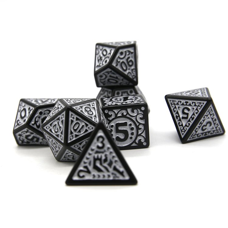 Acrylic White Paint Black Dice Game DND Dice