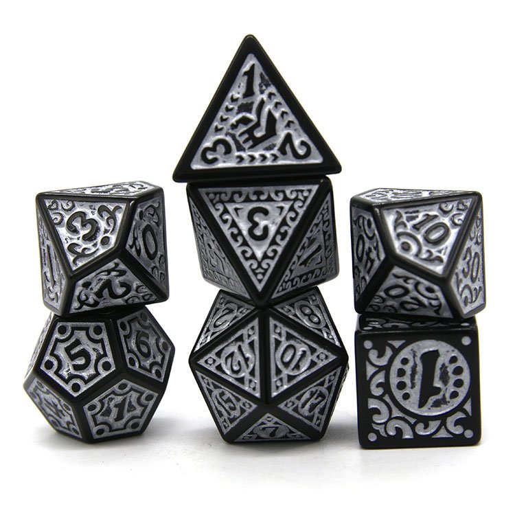 Acrylic White Paint Black Dice Game DND Dice
