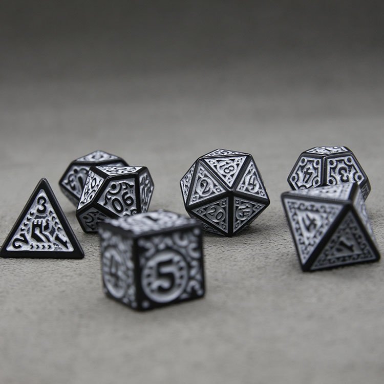 Acrylic White Paint Black Dice Game DND Dice