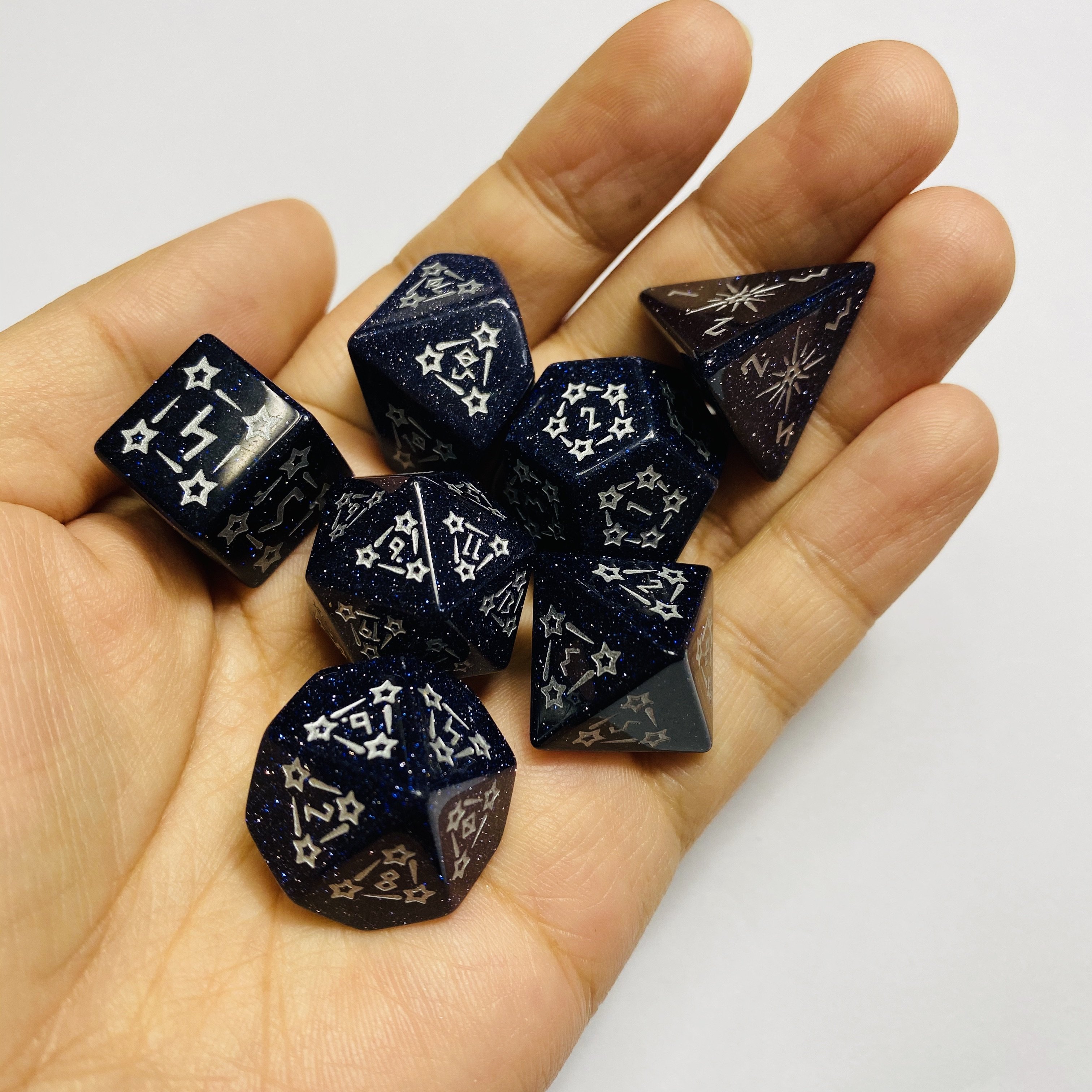 Handmade Custom rainbow jade Polyhedral Game stone Dice glass dice
