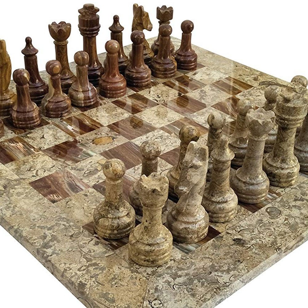 Chess Board and Pieces Set Decorative Hand Carved Marble / Onyx Logo Onyx Luxury with Customized 20 Sets 20-25 Days Carton Box