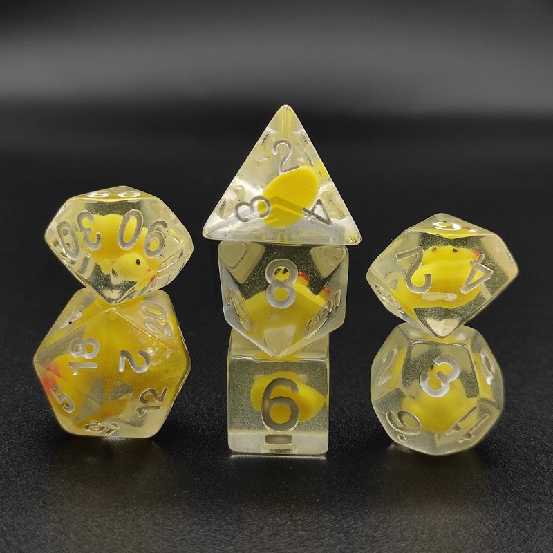 Resin Liquid Core Embossed Little Duck Polyhedral Dice Set Tabletop Warhammer Game Board Accessories dnd Liquid Resin Dice Set