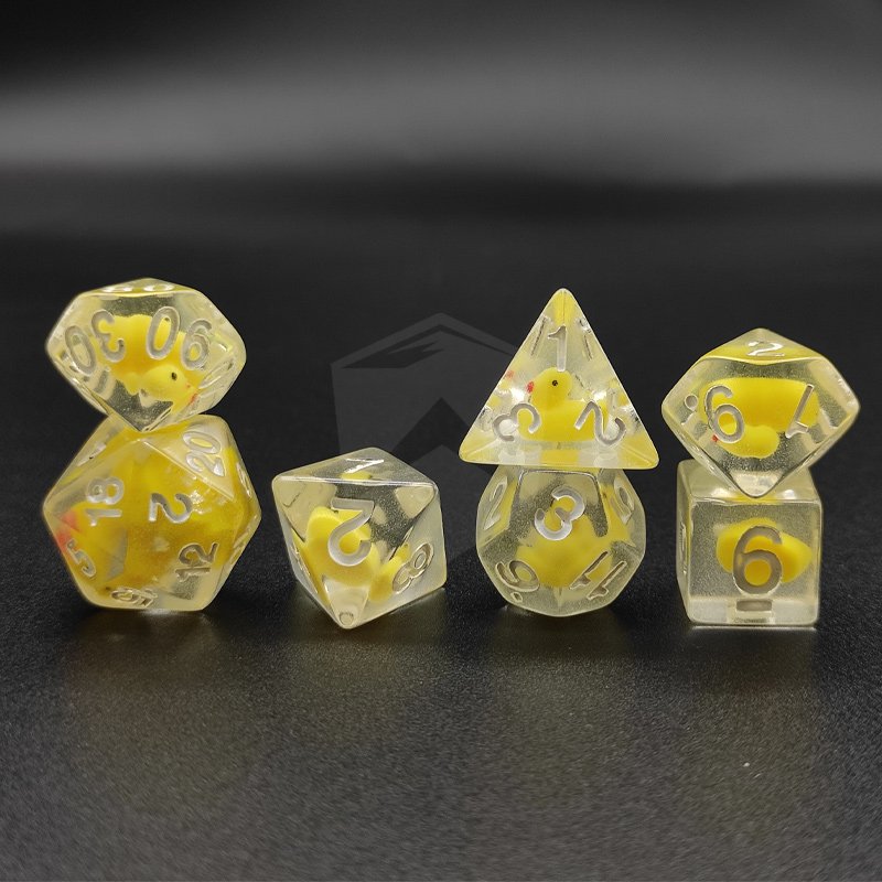 Resin Liquid Core Embossed Little Duck Polyhedral Dice Set Tabletop Warhammer Game Board Accessories dnd Liquid Resin Dice Set