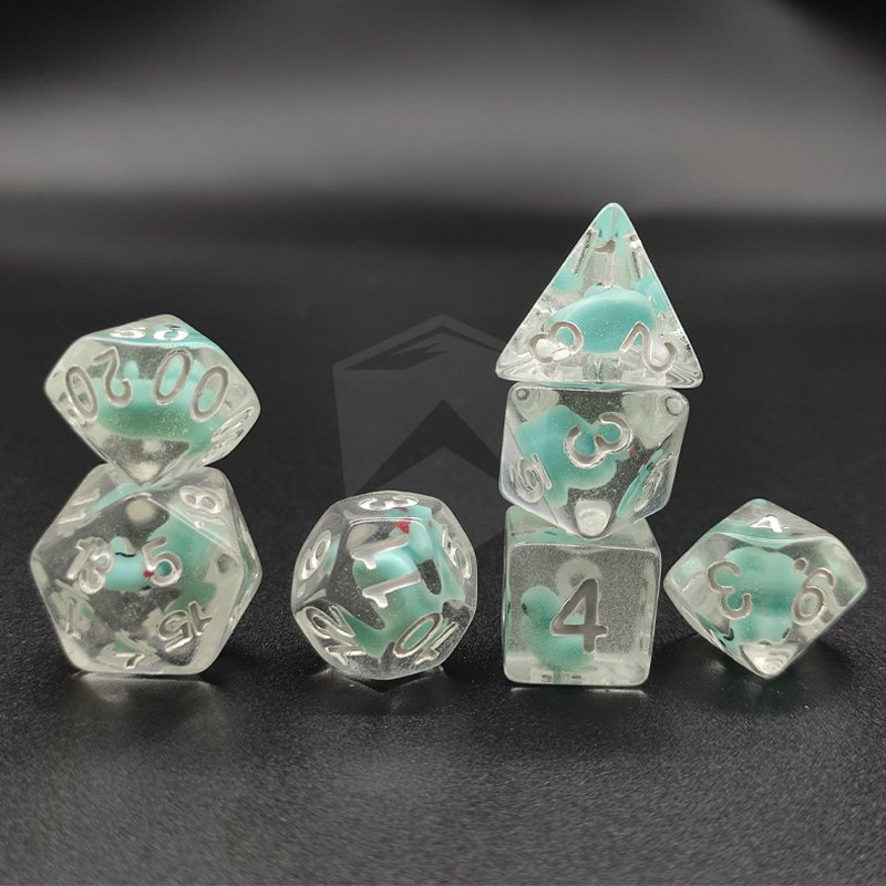 Resin Liquid Core Embossed Little Duck Polyhedral Dice Set Tabletop Warhammer Game Board Accessories dnd Liquid Resin Dice Set