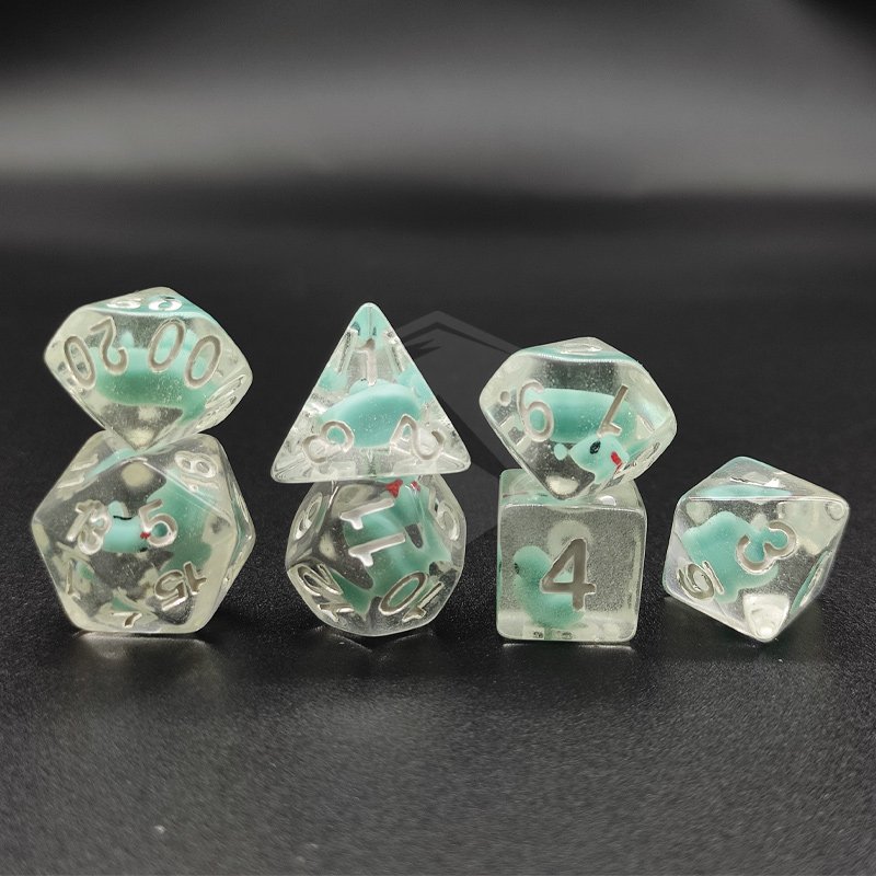 Resin Liquid Core Embossed Little Duck Polyhedral Dice Set Tabletop Warhammer Game Board Accessories dnd Liquid Resin Dice Set