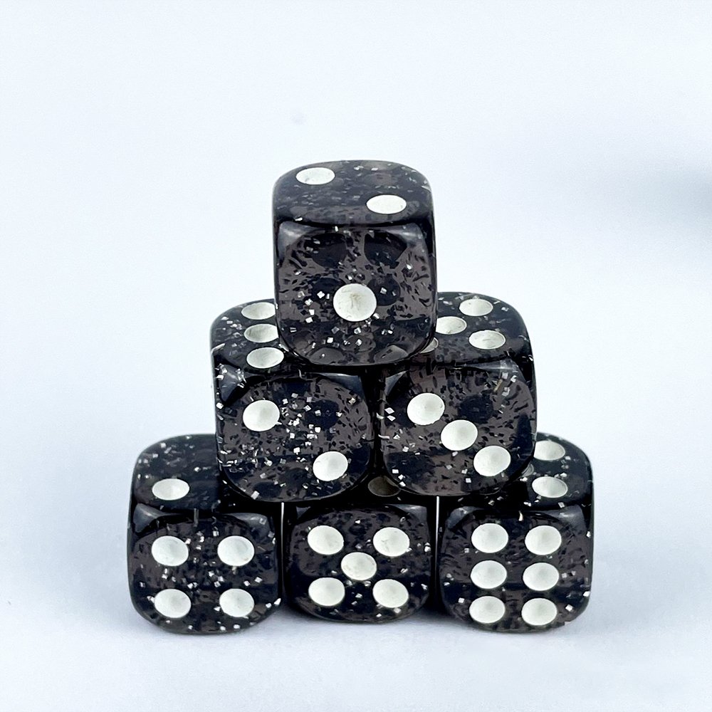 Board Game D6 Acrylic Dice Color Transparent Gold Glitter Powder Entertainment Dice Game12mm Wholesale High Quality
