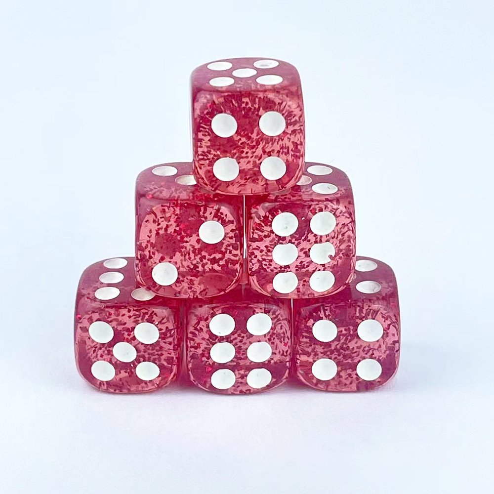 Board Game D6 Acrylic Dice Color Transparent Gold Glitter Powder Entertainment Dice Game12mm Wholesale High Quality