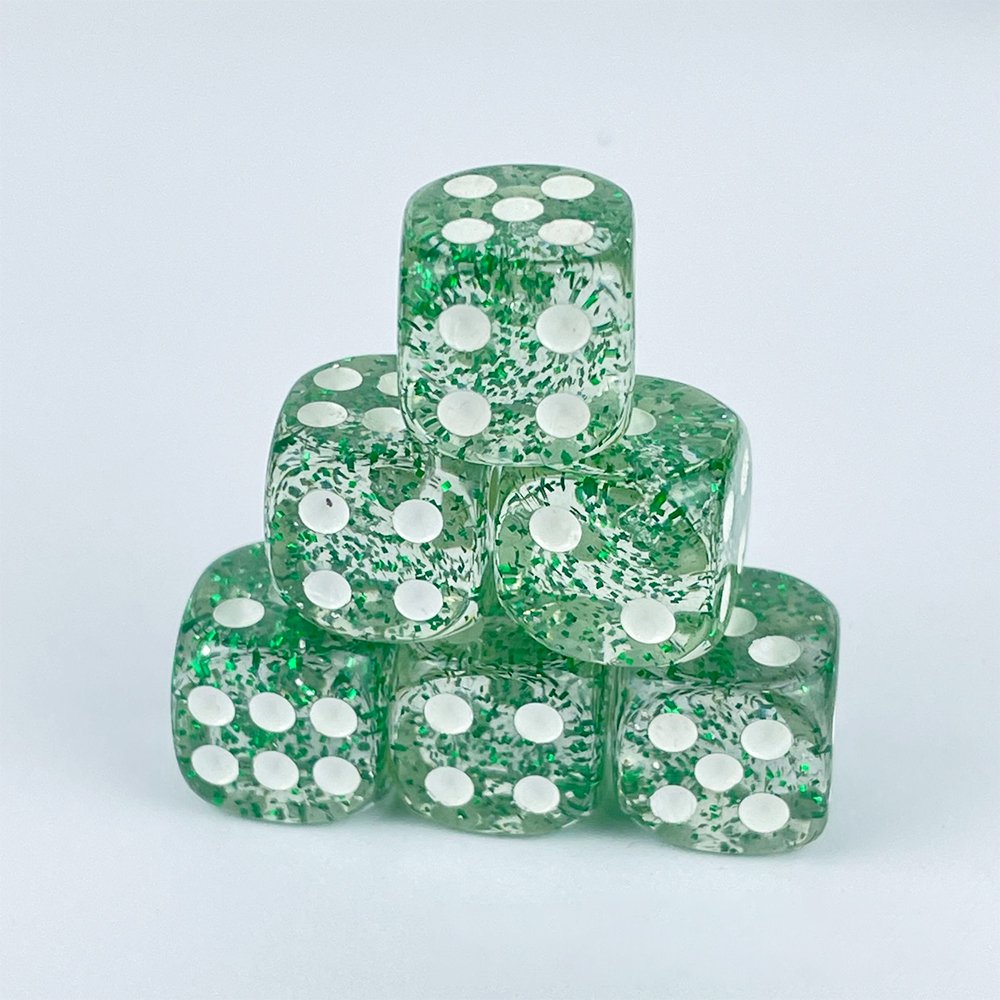 Board Game D6 Acrylic Dice Color Transparent Gold Glitter Powder Entertainment Dice Game12mm Wholesale High Quality