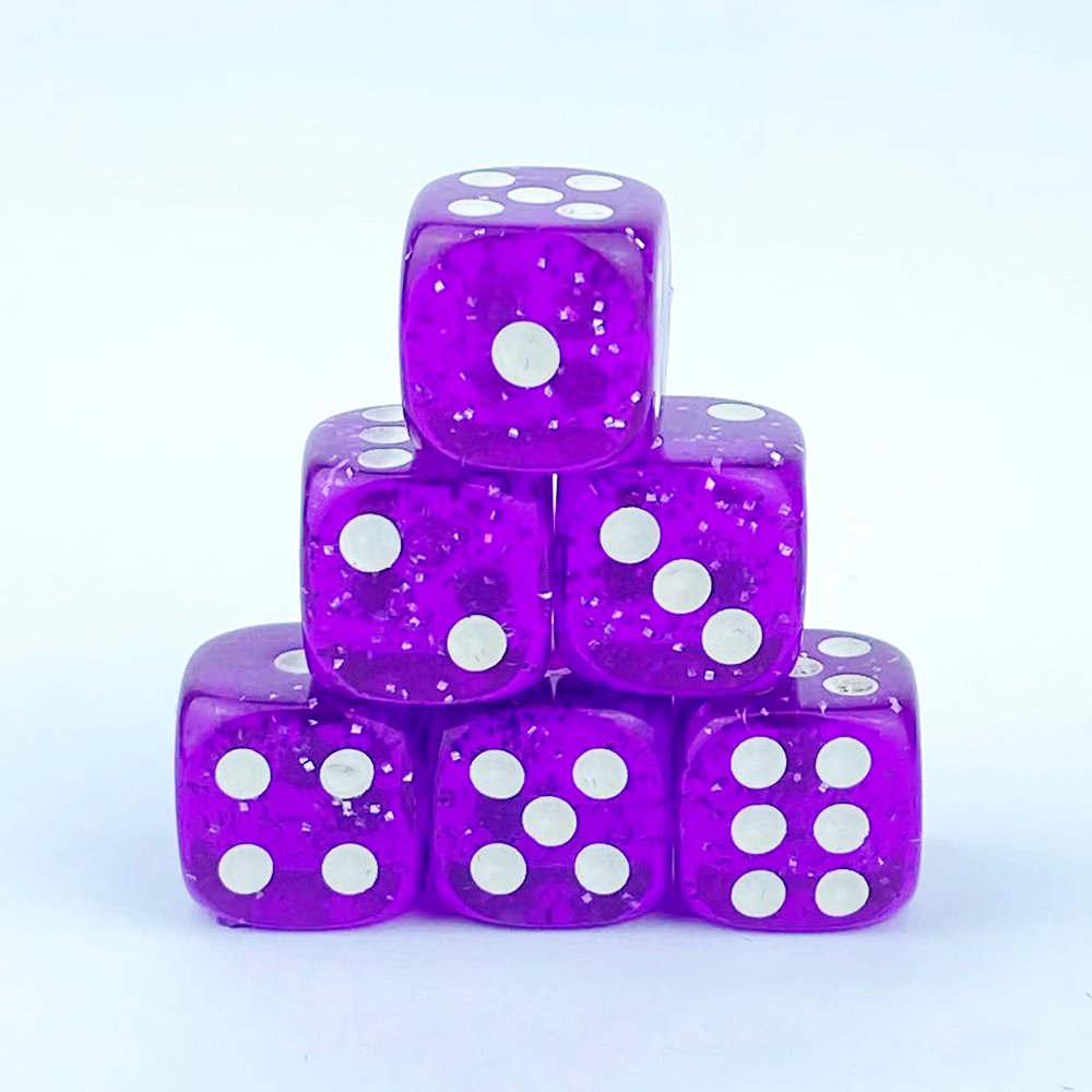 Board Game D6 Acrylic Dice Color Transparent Gold Glitter Powder Entertainment Dice Game12mm Wholesale High Quality