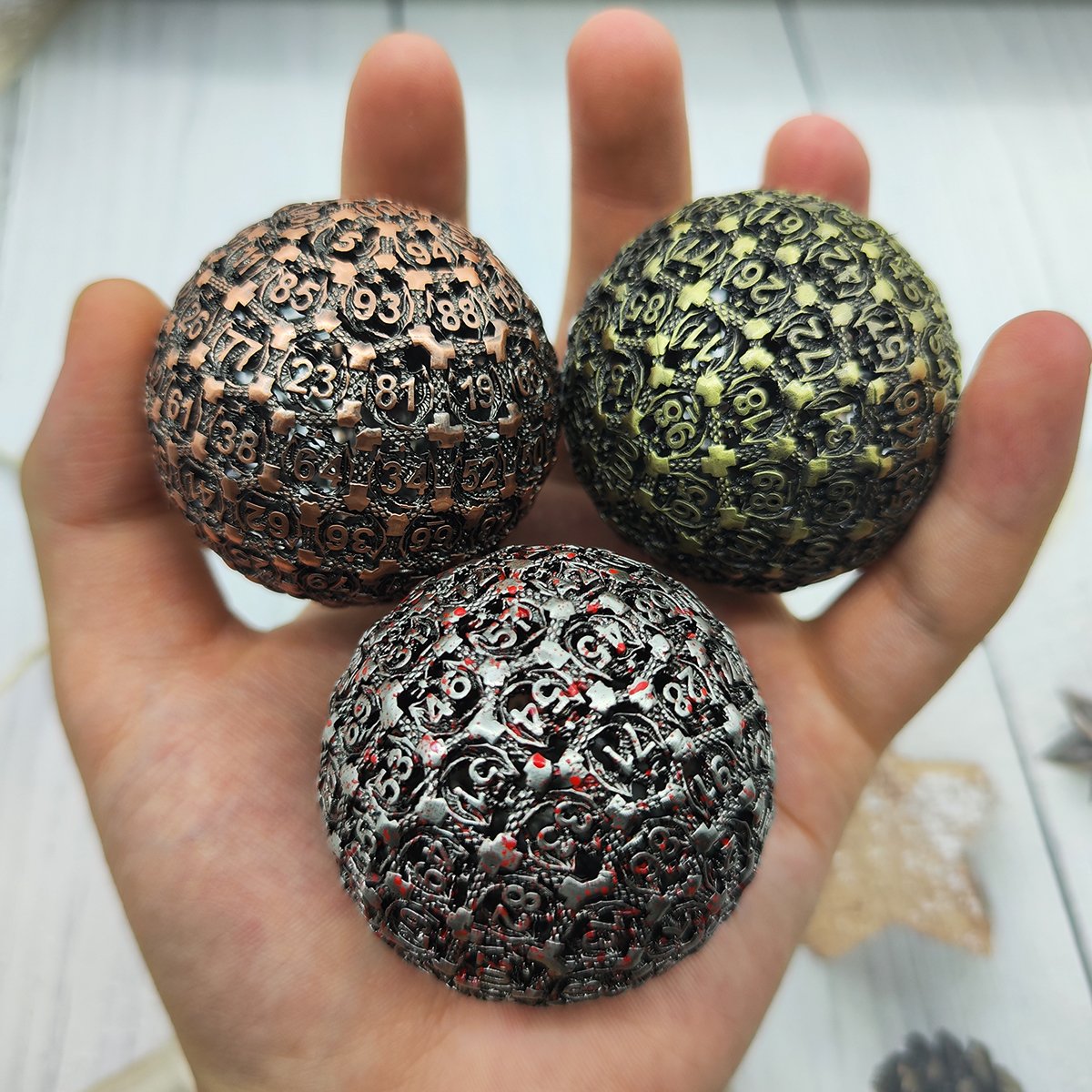 100 Side Hollow D100 Polyhedral Zinc Alloy Metal Dice Polygon Shape for DND/D&D & Pathfinder Role-Playing Games