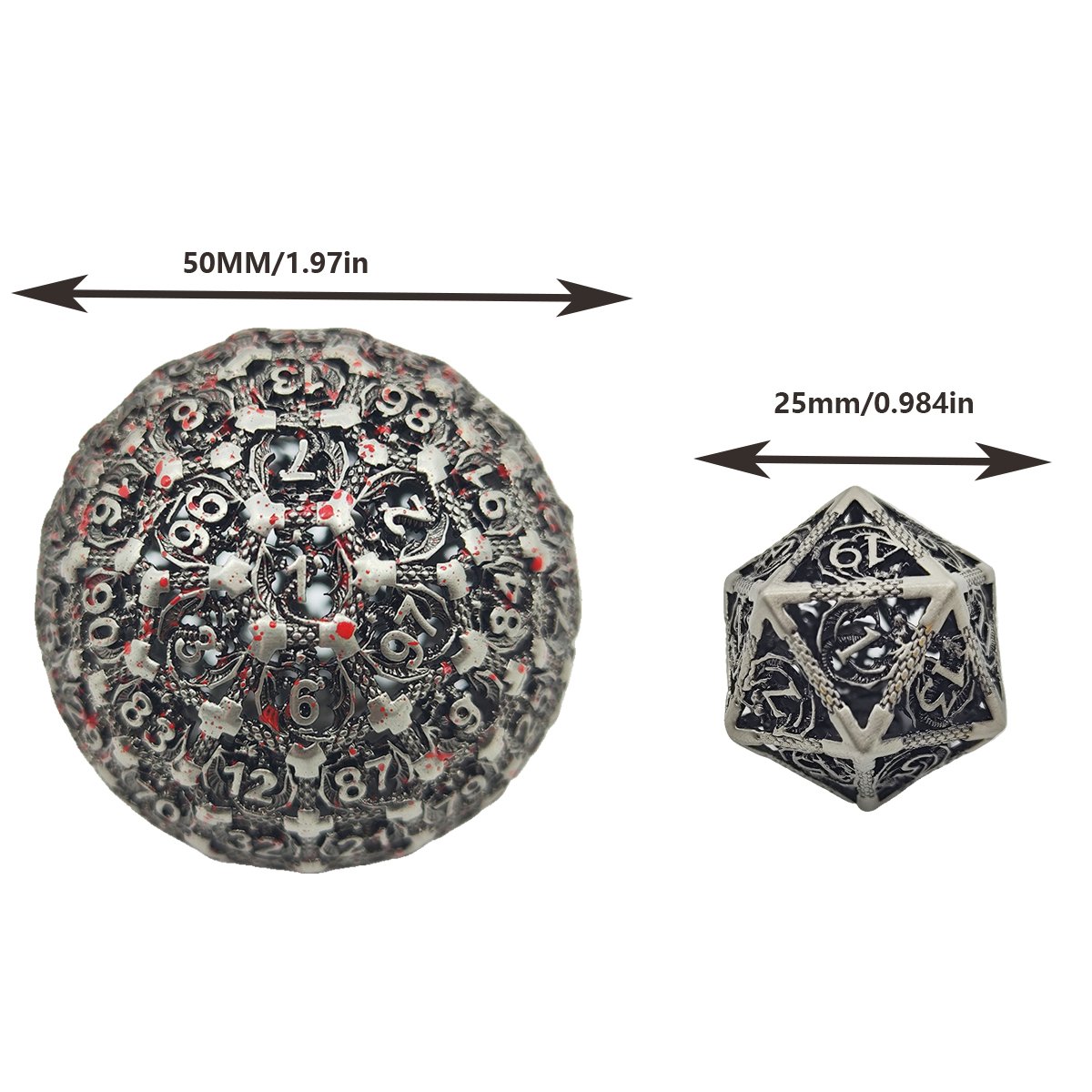 100 Side Hollow D100 Polyhedral Zinc Alloy Metal Dice Polygon Shape for DND/D&D & Pathfinder Role-Playing Games