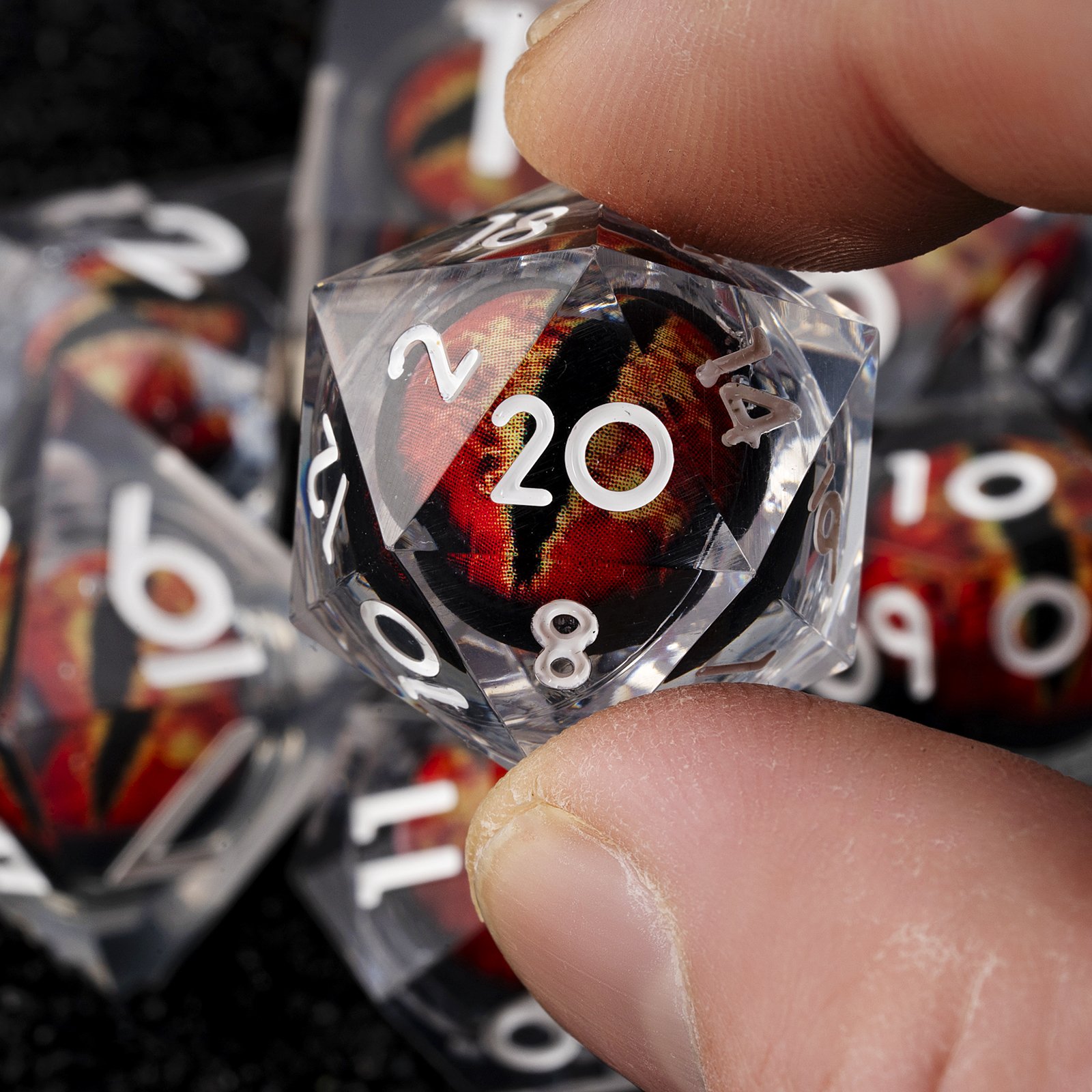 Eye DND Dice Dragon Eye Liquid Core Sharp Edge Handmade Dice Set for Dungeons and Dragons Ttrpg Multi-Sided RPG