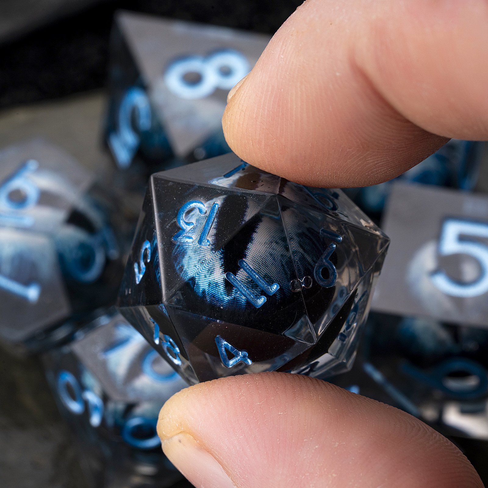 Eye DND Dice Dragon Eye Liquid Core Sharp Edge Handmade Dice Set for Dungeons and Dragons Ttrpg Multi-Sided RPG