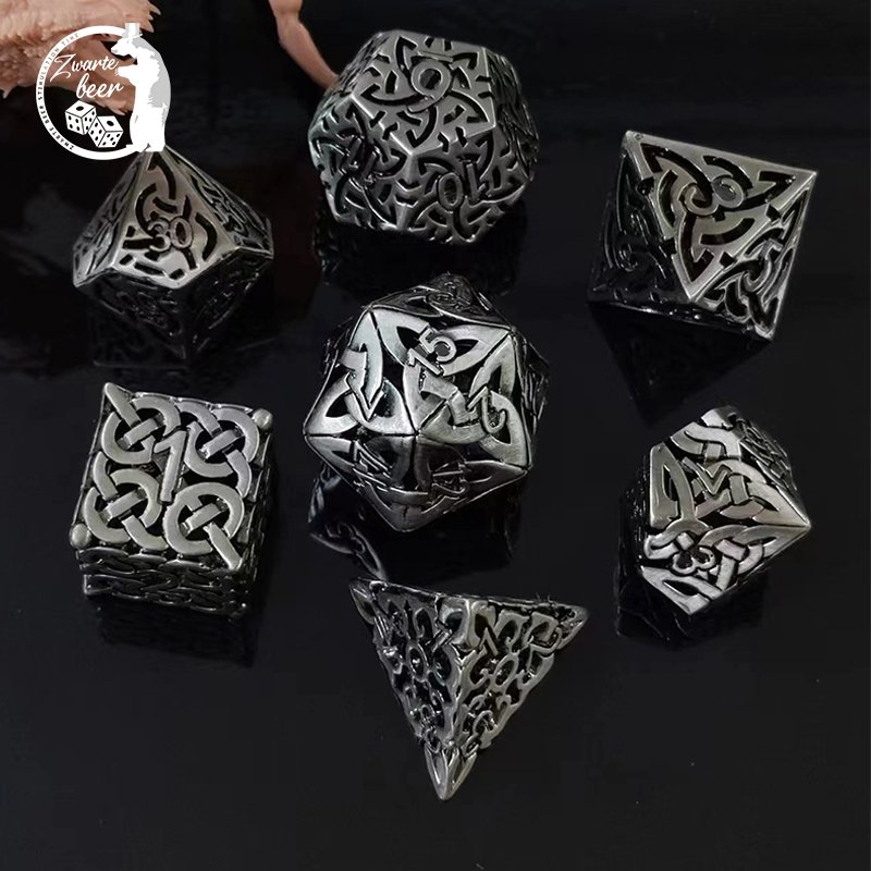 Customized Metal Dice Set Include Pouch for Play Tabletop DND RPG Games 7pcs D4 D6 D8 D10 D12 D20 Set Polyhedral