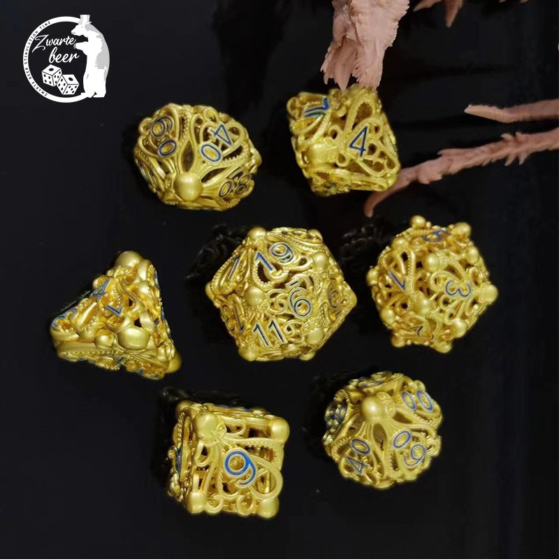 Customized Metal Dice Set Include Pouch for Play Tabletop DND RPG Games 7pcs D4 D6 D8 D10 D12 D20 Set Polyhedral