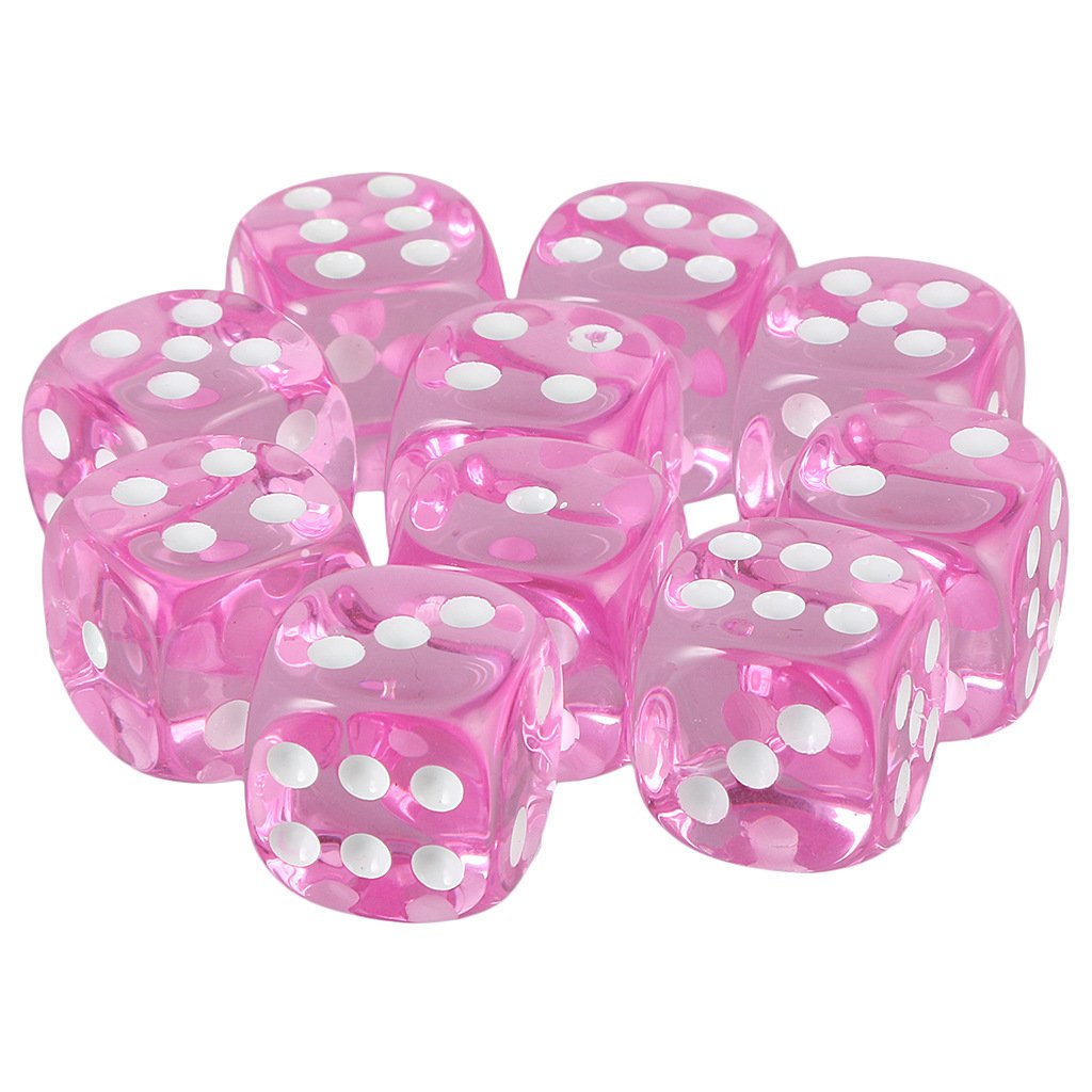 Manufacturers custom 16mm D6 transparent dice Translucent Pink 6 Sided Rounded Corners Colored Acrylic Dice