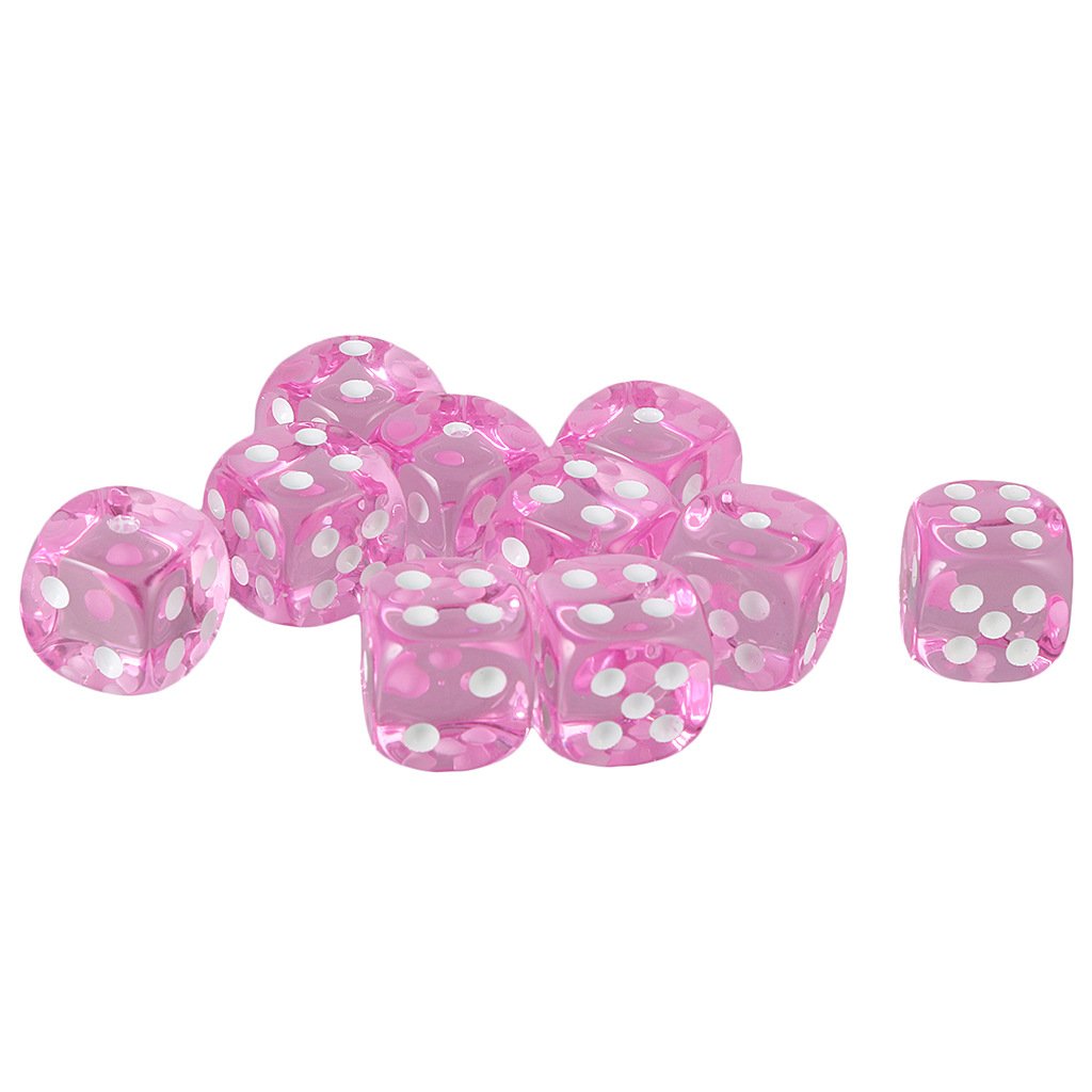 Manufacturers custom 16mm D6 transparent dice Translucent Pink 6 Sided Rounded Corners Colored Acrylic Dice