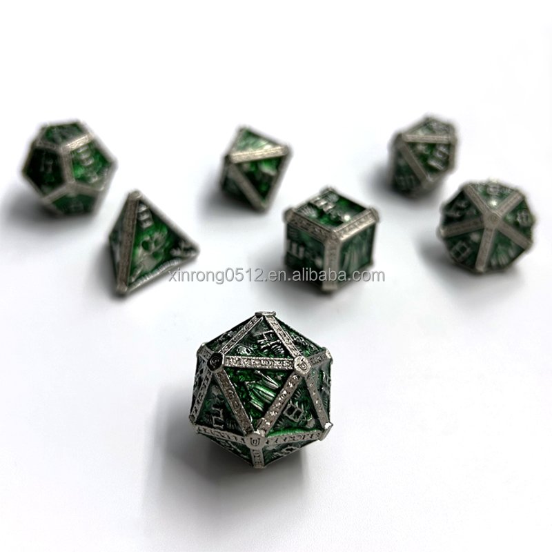 High Quality Custom Wizard Dragon and Dungeon Metal Dice Set 25mm New Desktop Game DND Features Custom Logo