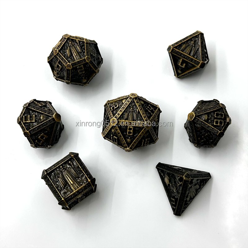 High Quality Custom Wizard Dragon and Dungeon Metal Dice Set 25mm New Desktop Game DND Features Custom Logo