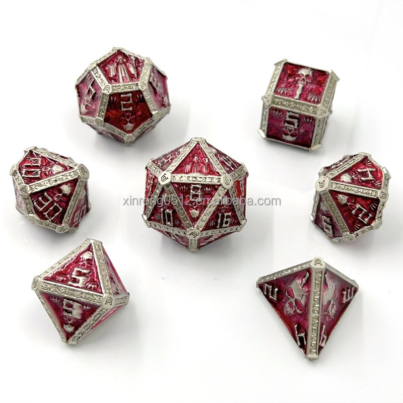 High Quality Custom Wizard Dragon and Dungeon Metal Dice Set 25mm New Desktop Game DND Features Custom Logo