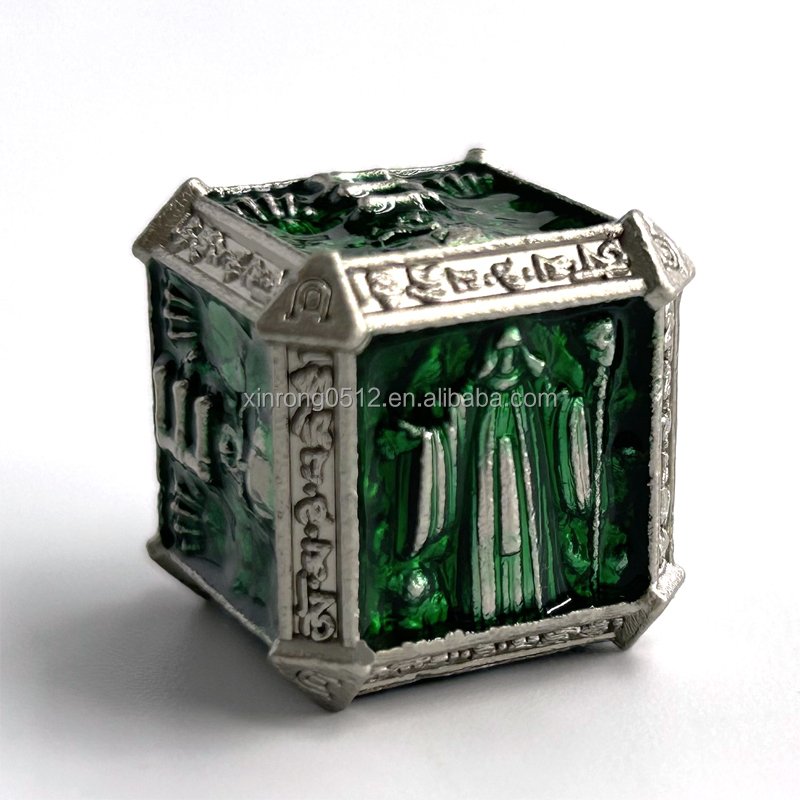 High Quality Custom Wizard Dragon and Dungeon Metal Dice Set 25mm New Desktop Game DND Features Custom Logo