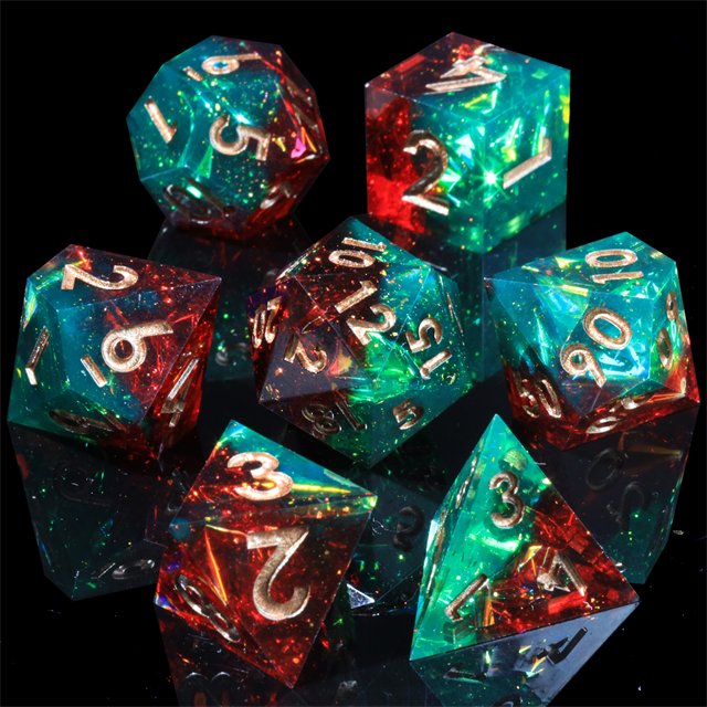 MINI PLANET Custom dnd resin dice set Resin Dragon and Dungeon DND Sharp Edges Dice Set Polyhedral Board Game RPG Dice