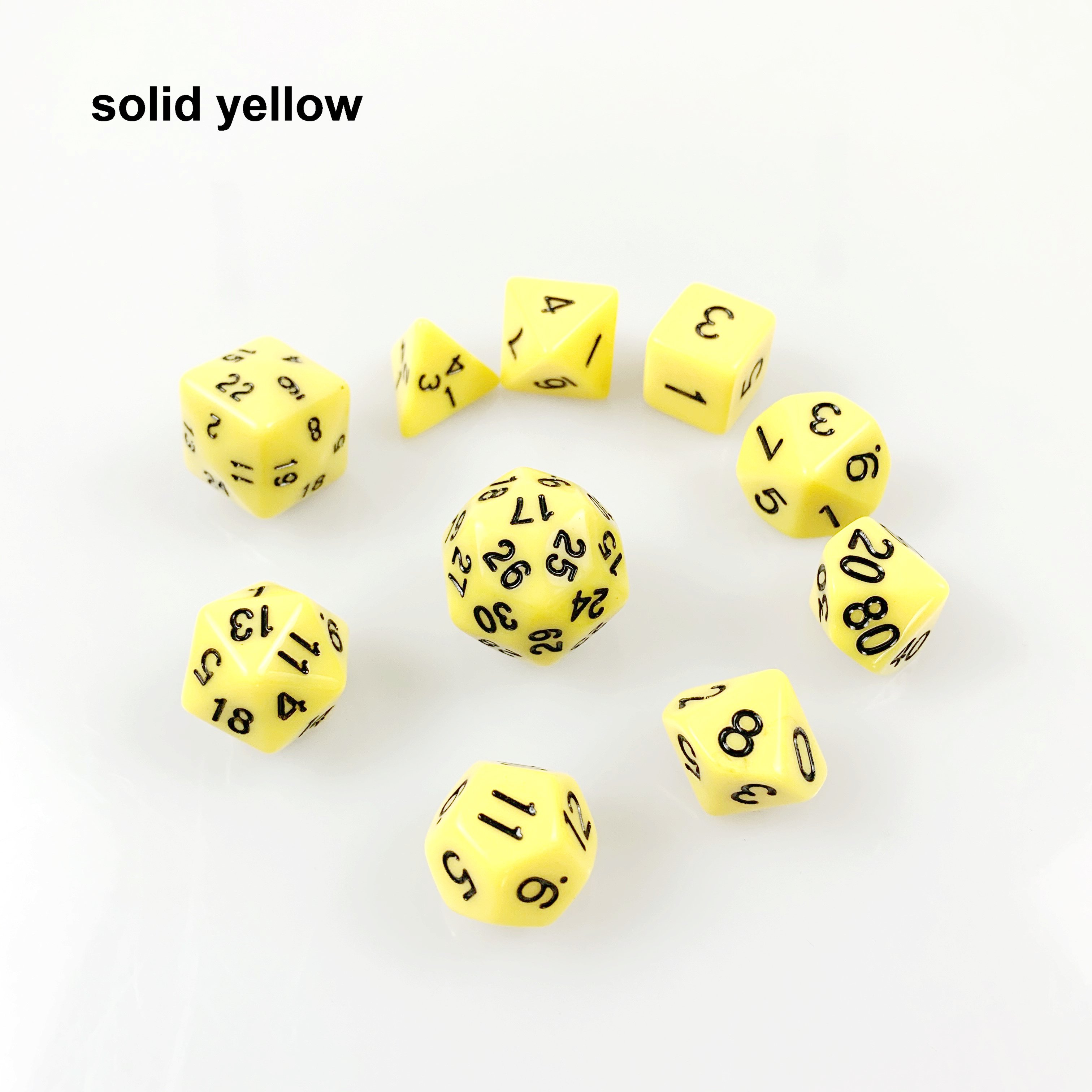 DND rpg polyhedral colored 10 pcs per set custom 30 sided plastic dice bulk dice