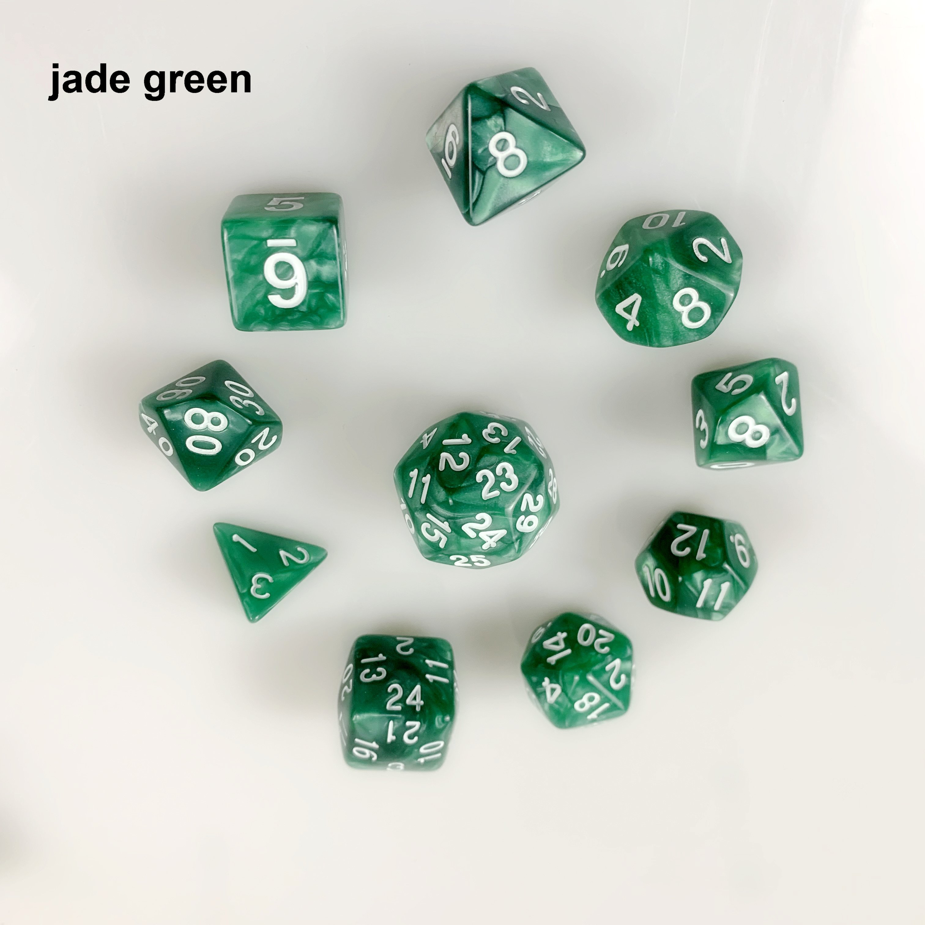 DND rpg polyhedral colored 10 pcs per set custom 30 sided plastic dice bulk dice