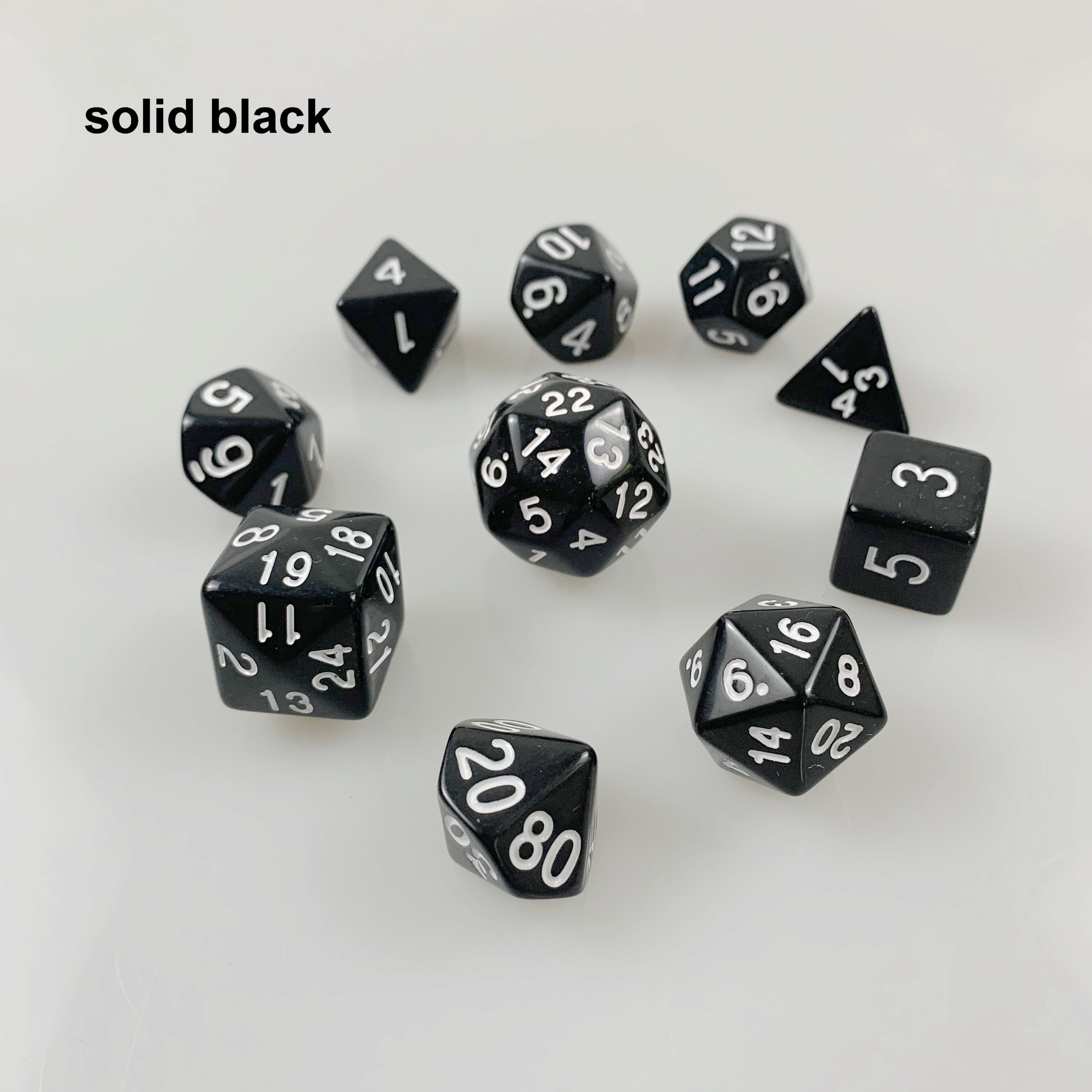 DND rpg polyhedral colored 10 pcs per set custom 30 sided plastic dice bulk dice