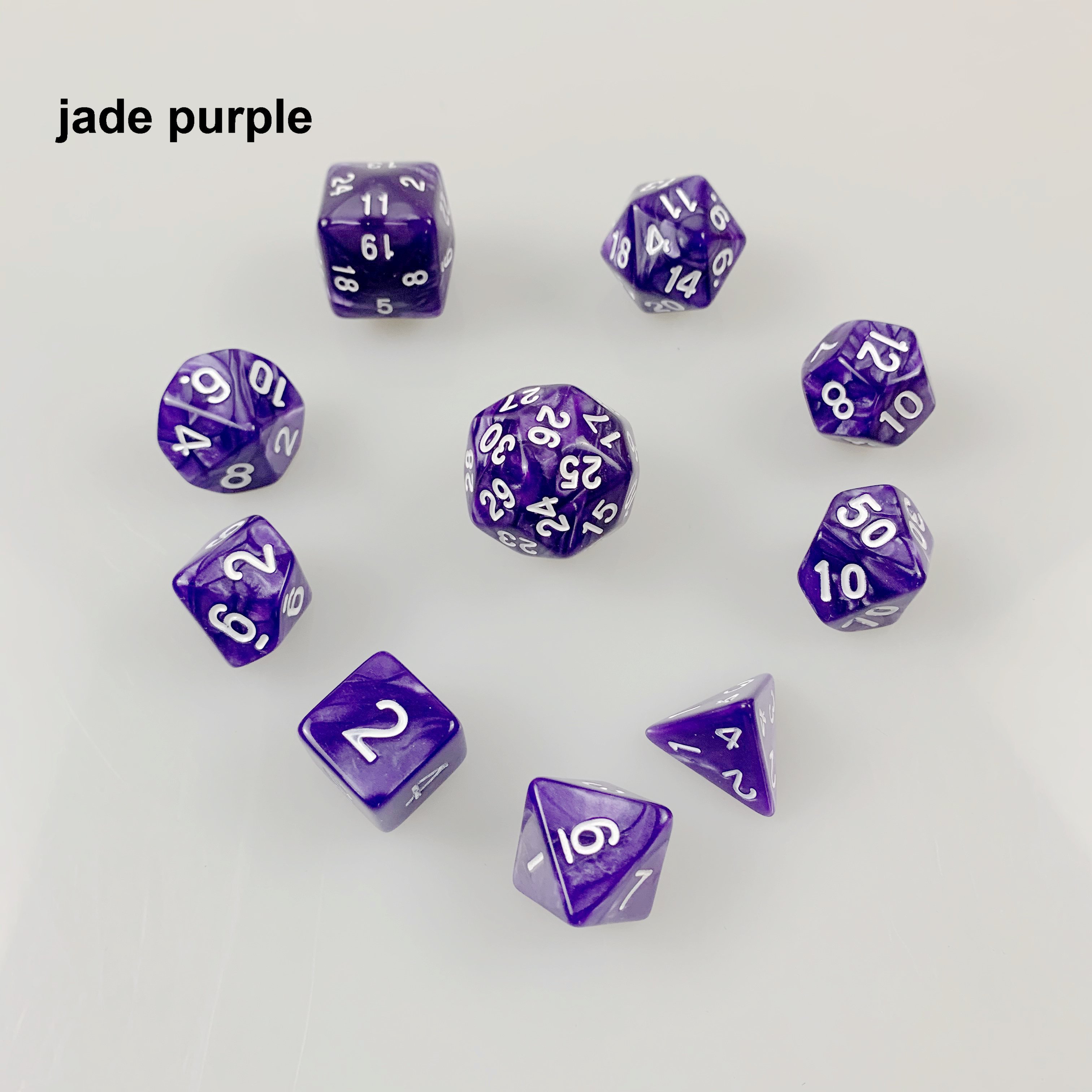 DND rpg polyhedral colored 10 pcs per set custom 30 sided plastic dice bulk dice