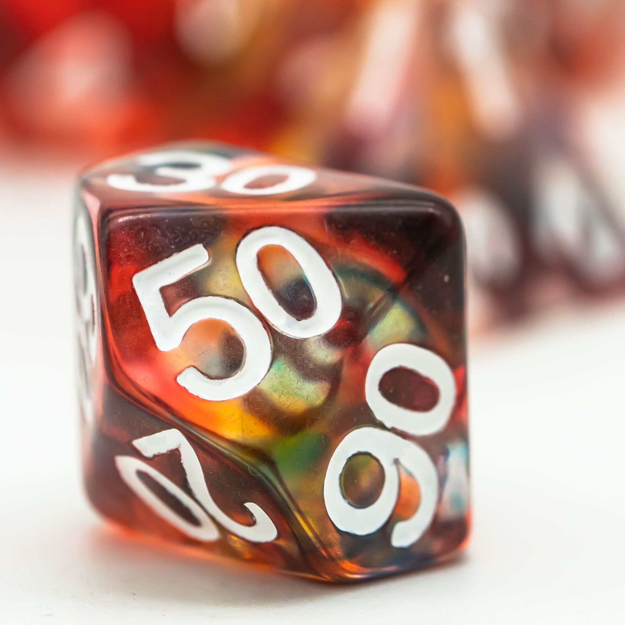 Udixi Plastic polyhedron dungeons and dragons resin rpg custom logo dice set Colored glaze Red