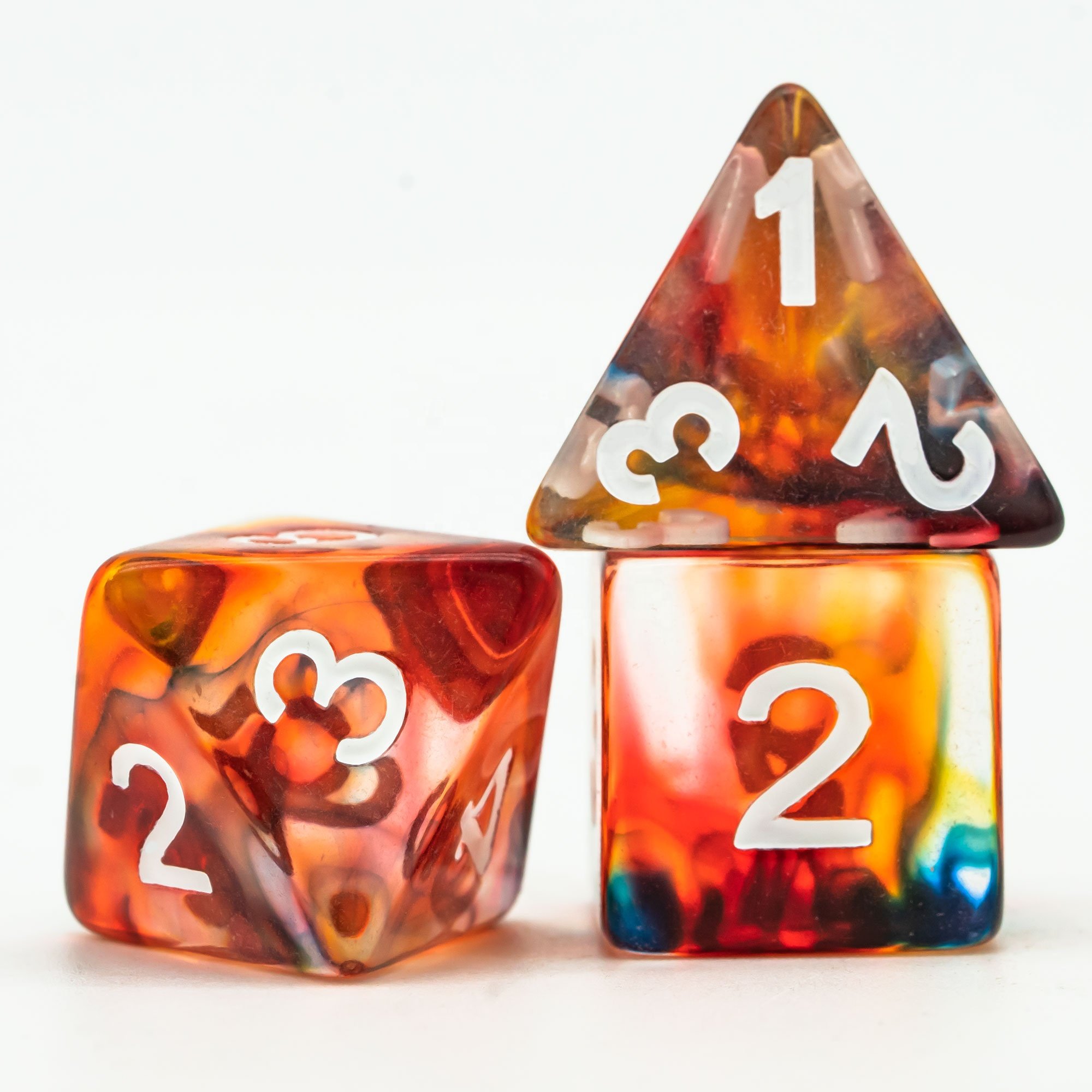 Udixi Plastic polyhedron dungeons and dragons resin rpg custom logo dice set Colored glaze Red