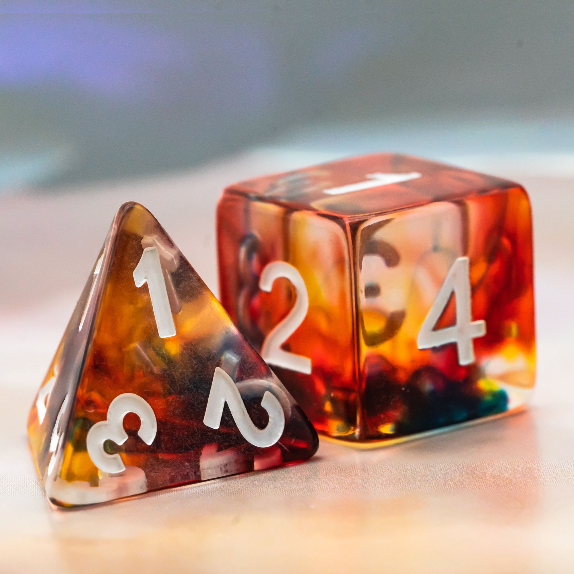 Udixi Plastic polyhedron dungeons and dragons resin rpg custom logo dice set Colored glaze Red