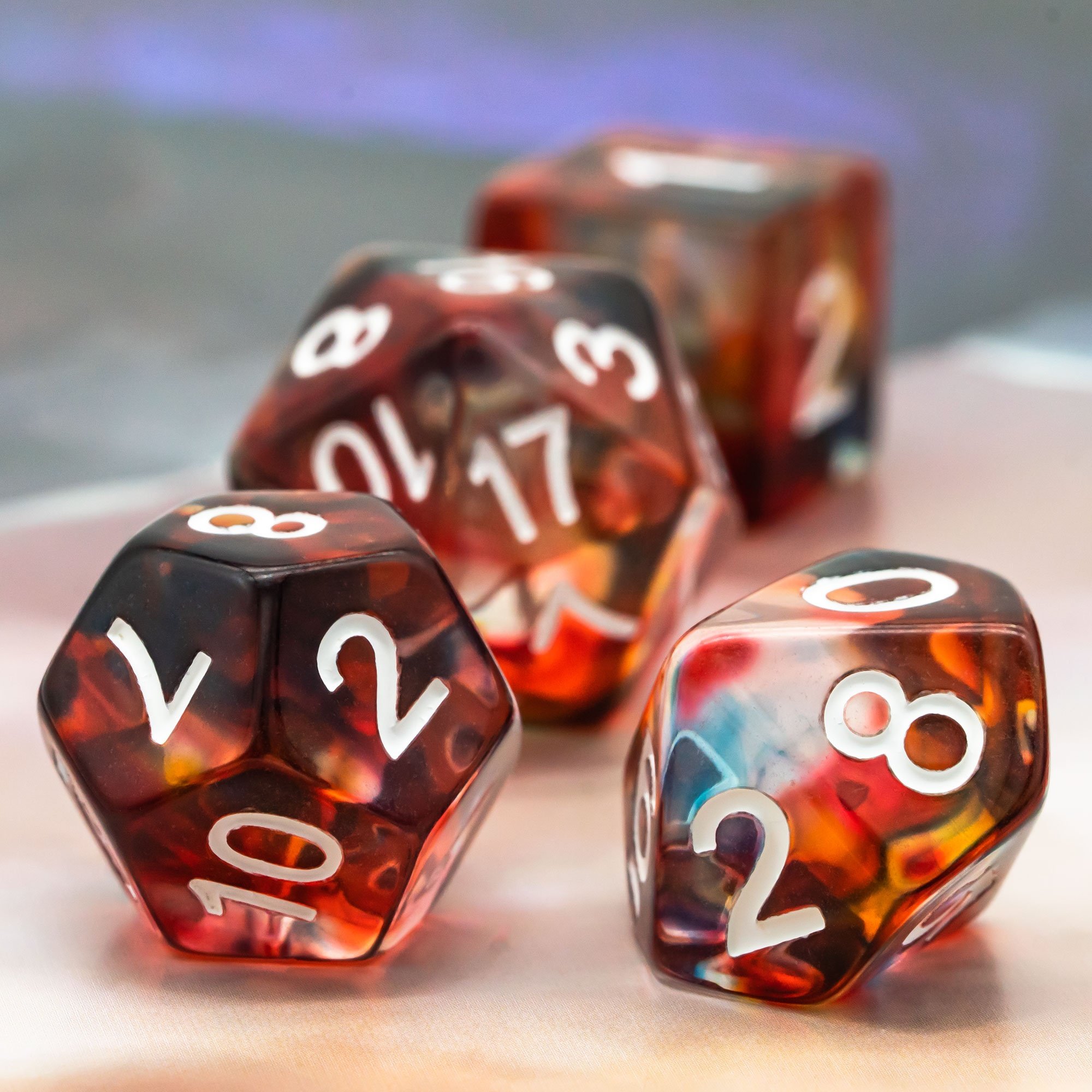 Udixi Plastic polyhedron dungeons and dragons resin rpg custom logo dice set Colored glaze Red