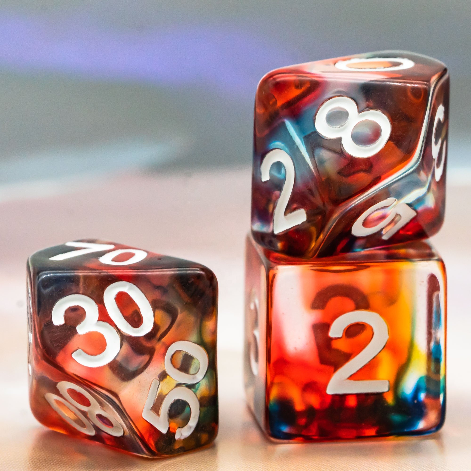 Udixi Plastic polyhedron dungeons and dragons resin rpg custom logo dice set Colored glaze Red
