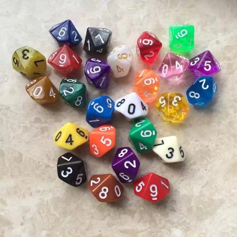 Board Game Accessories Dice 10 sided polyhedral dice Engraved Acrylic Dots Number Dice