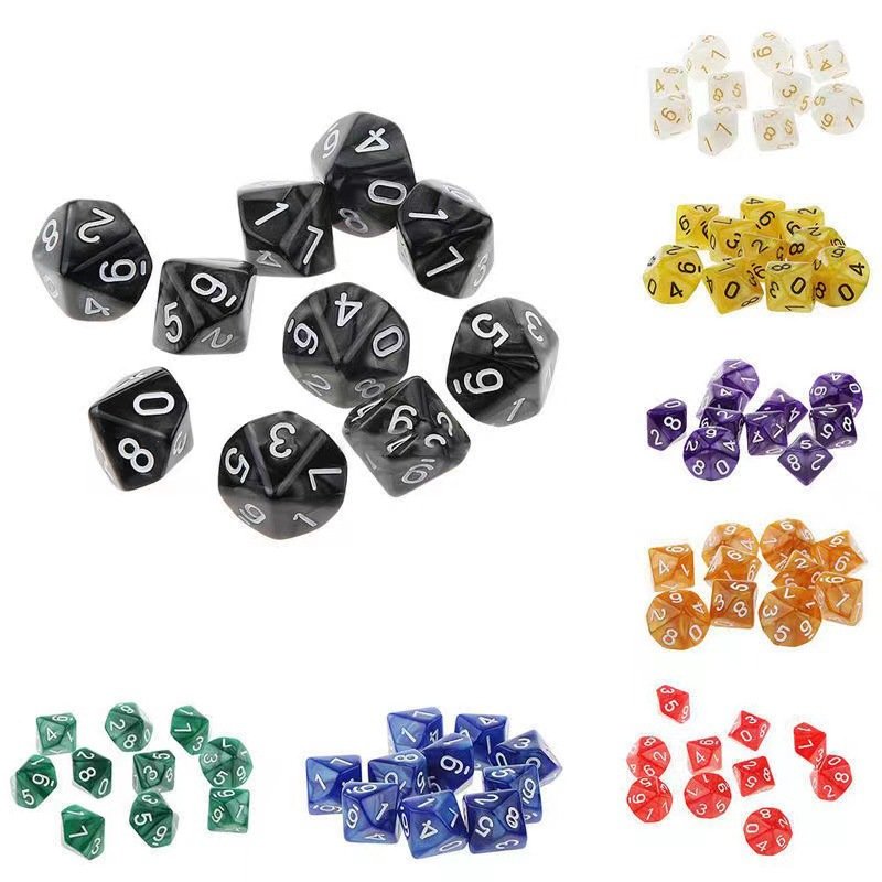 Board Game Accessories Dice 10 sided polyhedral dice Engraved Acrylic Dots Number Dice