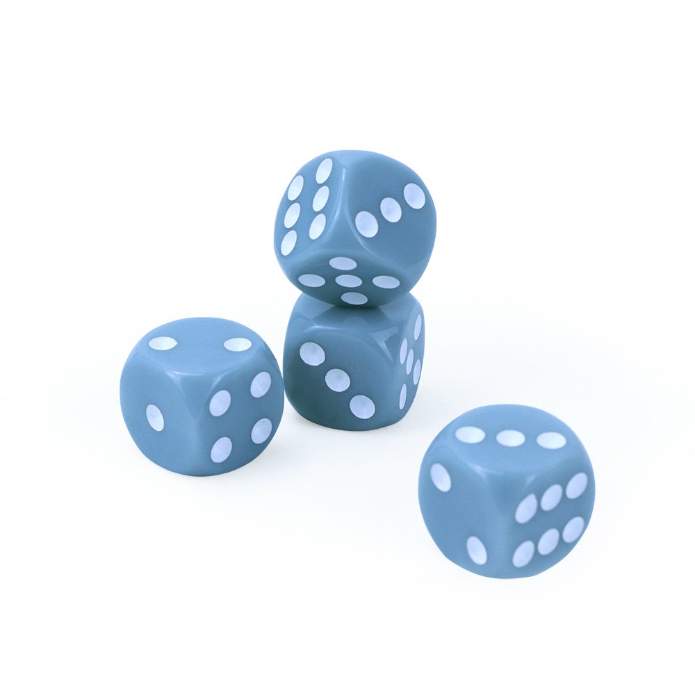 Wholesale custom 16mm white dots grey blue d6 square straight round corner dice funny puzzle board game dice