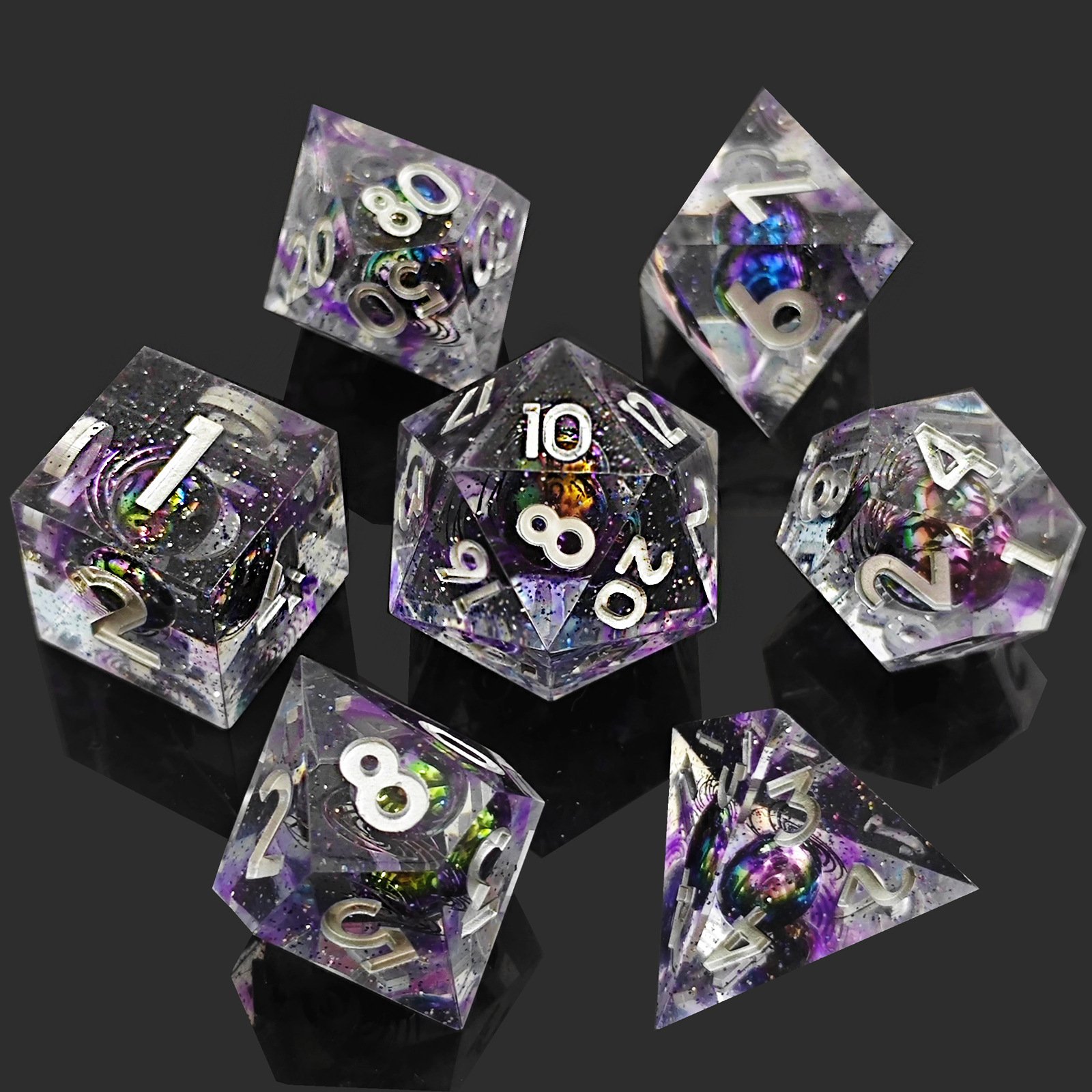 New Customizable DND board game RPG handmade Metal Dice Dungeons And Dragons For Role Playing Game Resin Sharp Edge Dice Set