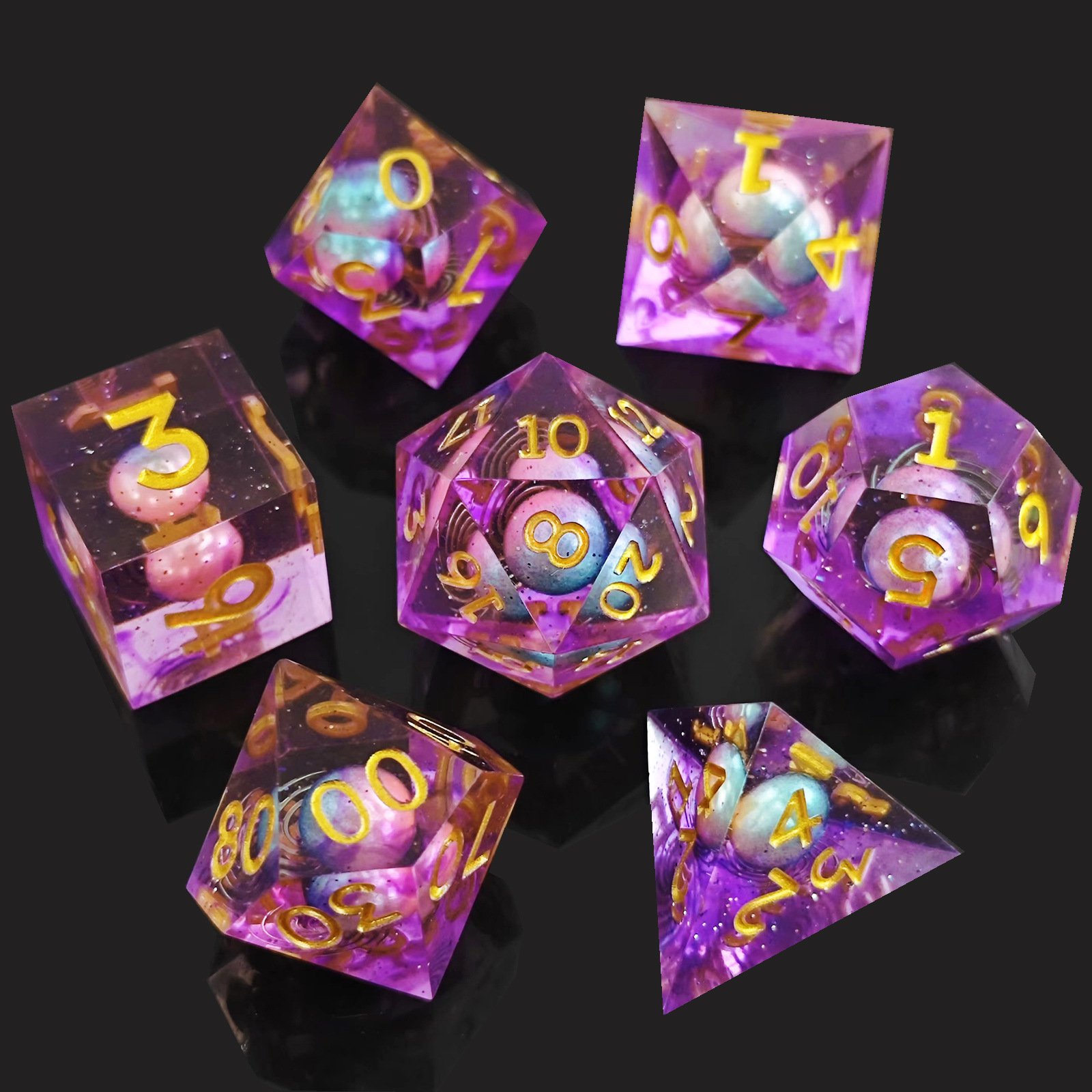 New Customizable DND board game RPG handmade Metal Dice Dungeons And Dragons For Role Playing Game Resin Sharp Edge Dice Set