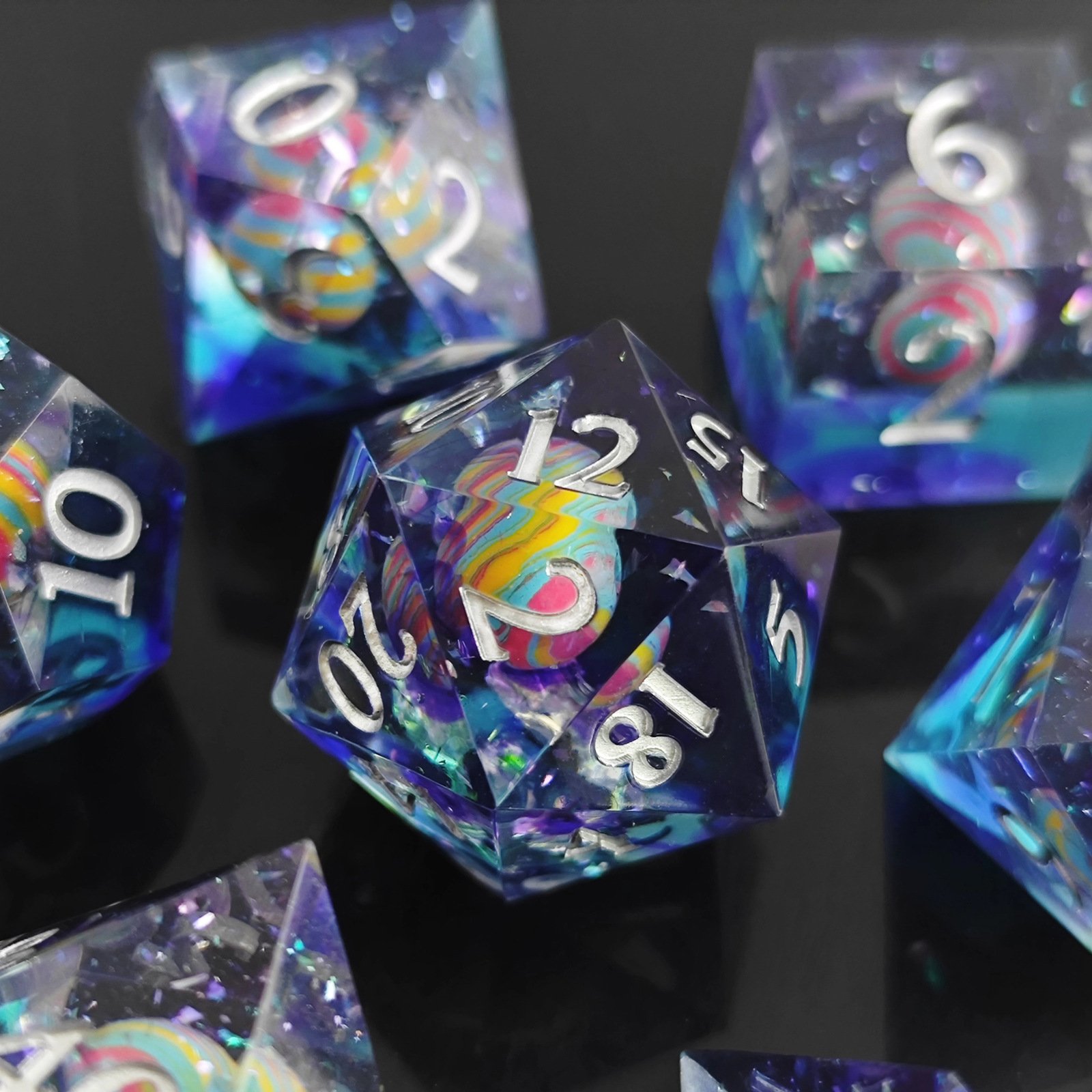 New Customizable DND board game RPG handmade Metal Dice Dungeons And Dragons For Role Playing Game Resin Sharp Edge Dice Set