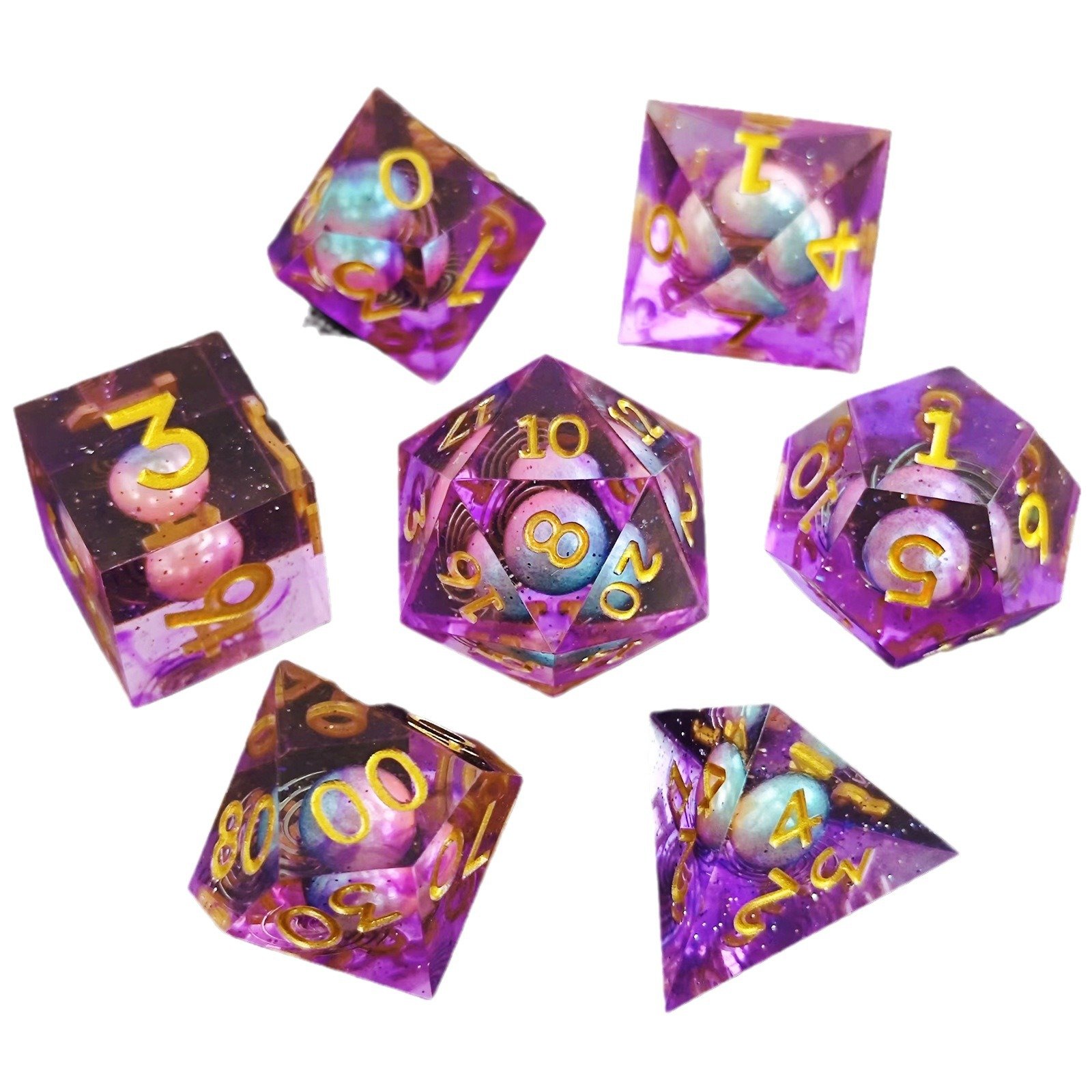 New Customizable DND board game RPG handmade Metal Dice Dungeons And Dragons For Role Playing Game Resin Sharp Edge Dice Set