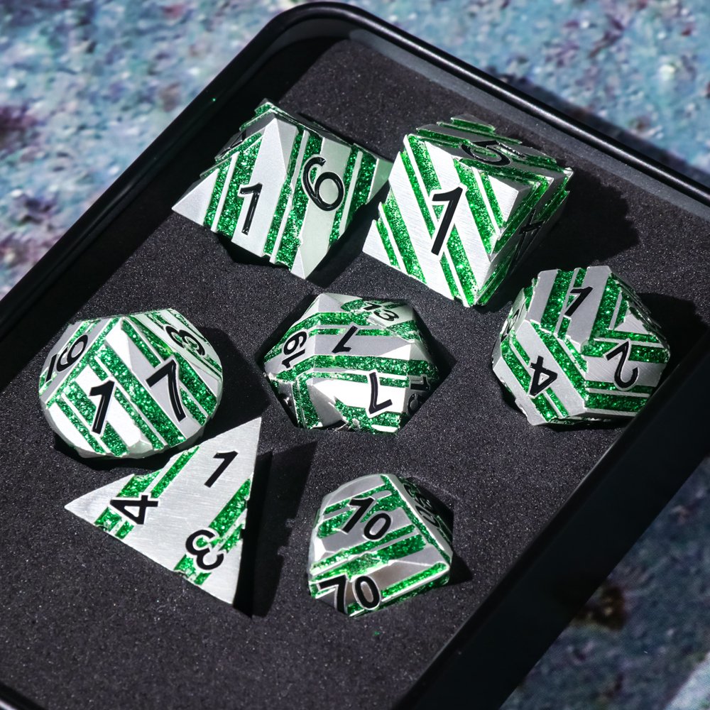 New hot selling RPG Polyhedral dice DND Stripe metal dice entertainment game bulk dice For Board Games