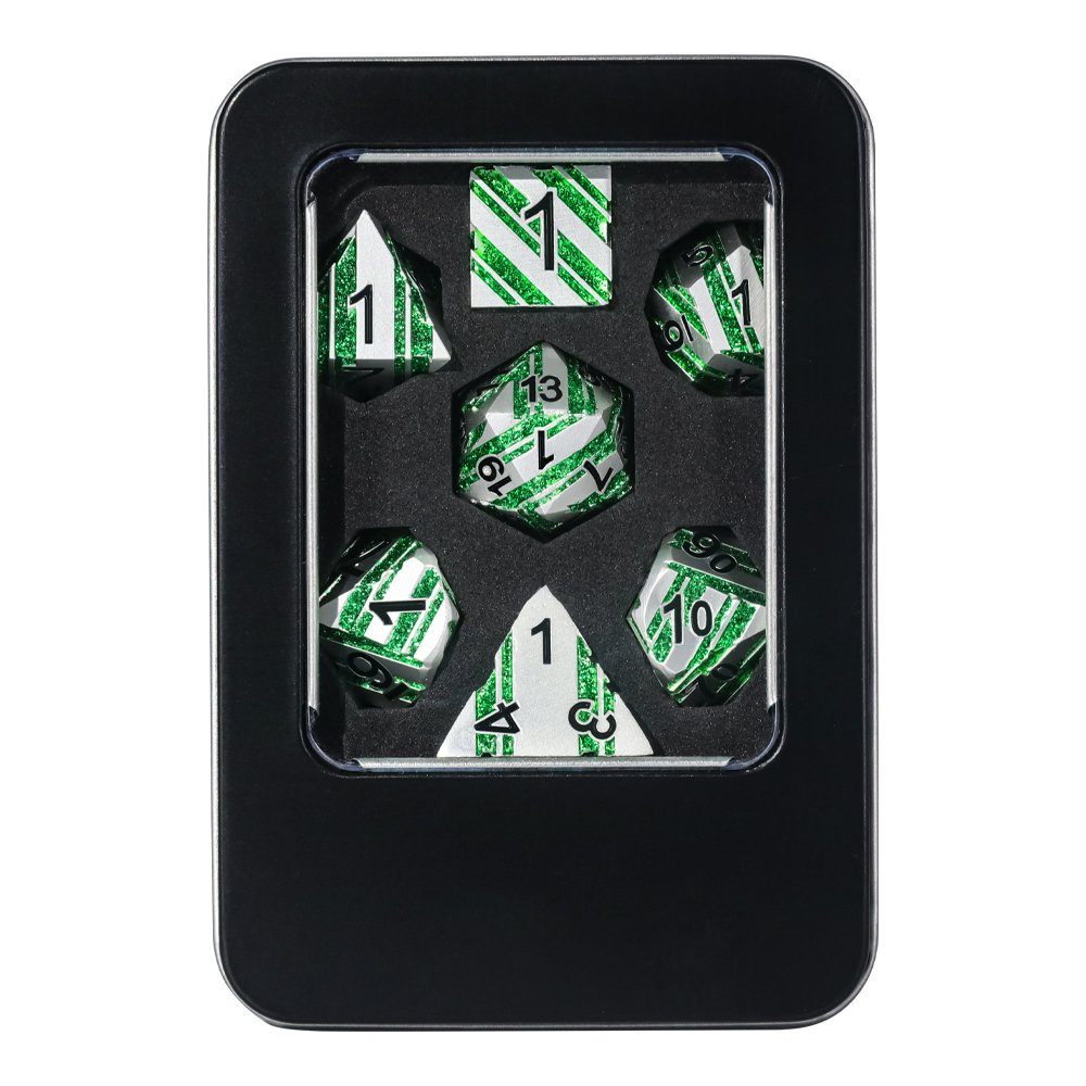New hot selling RPG Polyhedral dice DND Stripe metal dice entertainment game bulk dice For Board Games