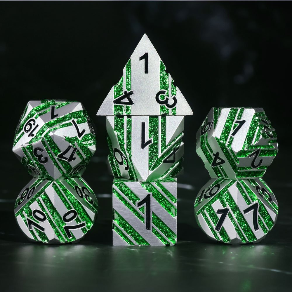 New hot selling RPG Polyhedral dice DND Stripe metal dice entertainment game bulk dice For Board Games