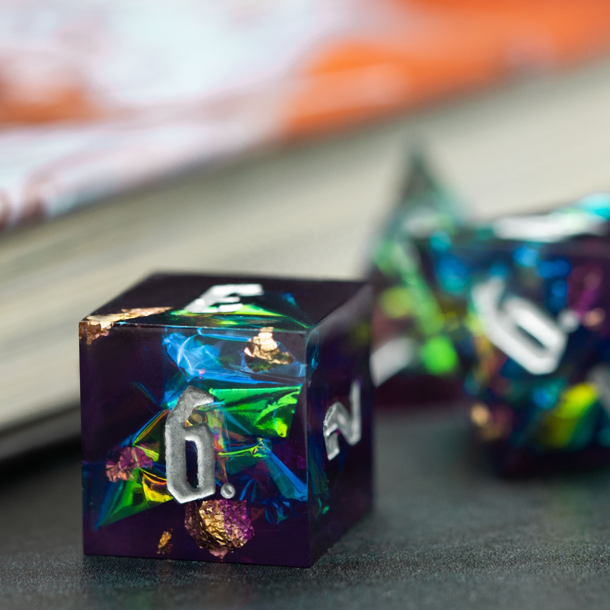 Udixi RPG Polyhedral Resin Sharp edge Dice Dungeons and Dragons Dice Set Purple&Black