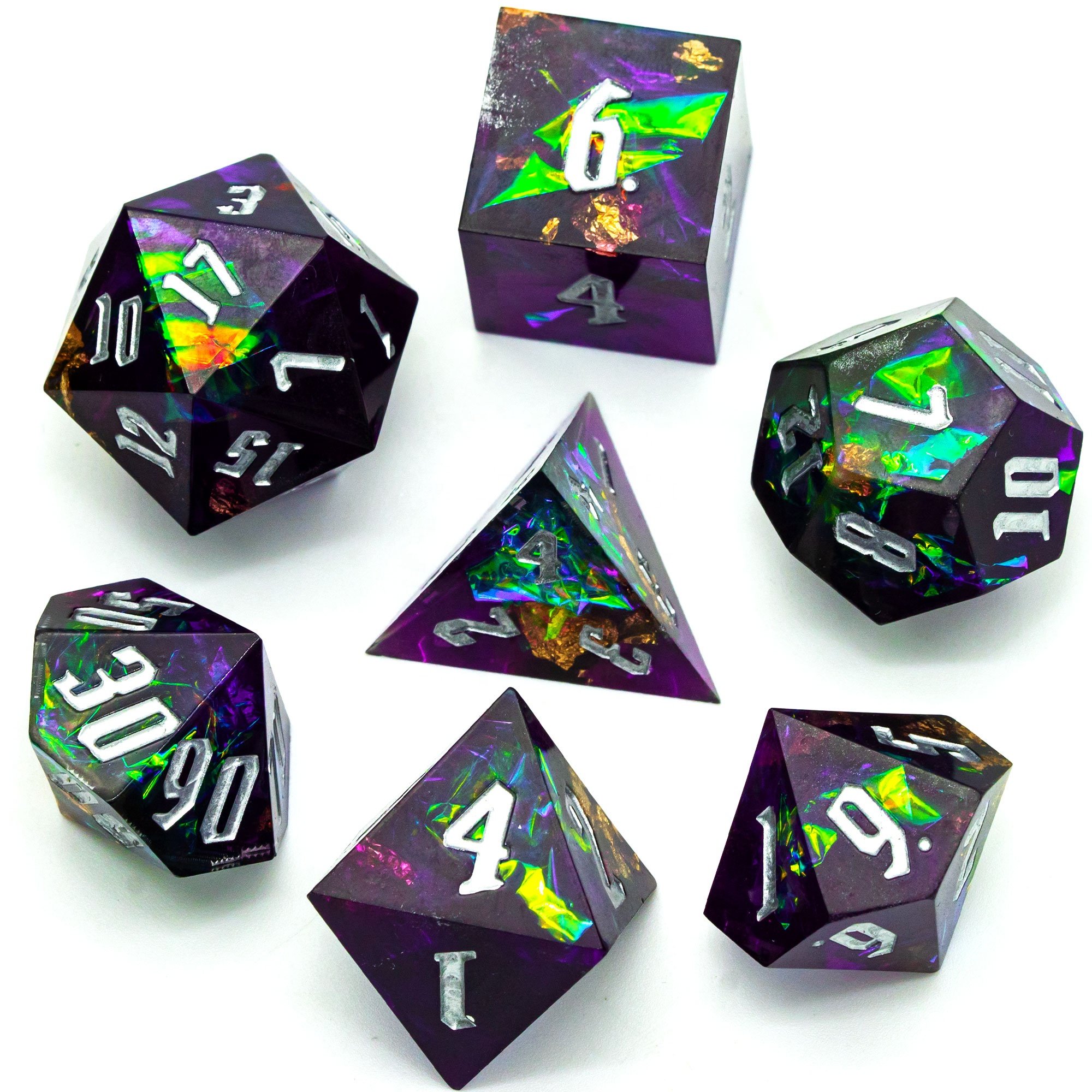 Udixi RPG Polyhedral Resin Sharp edge Dice Dungeons and Dragons Dice Set Purple&Black
