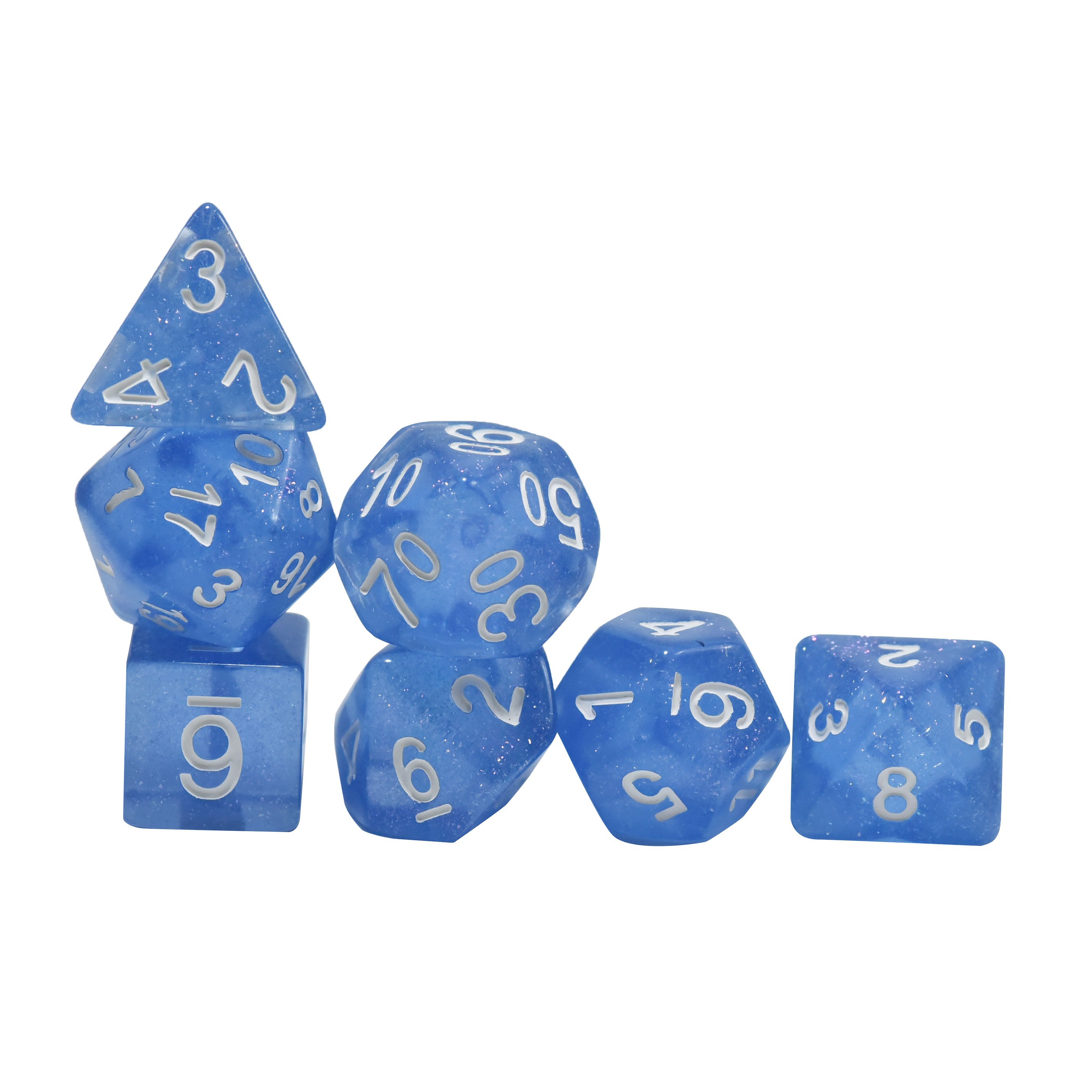 16mm Customizable Resin Polyhedral Dice Set - Glitter Vapor Style for DND and TRPG Board Games (D4-D20)
