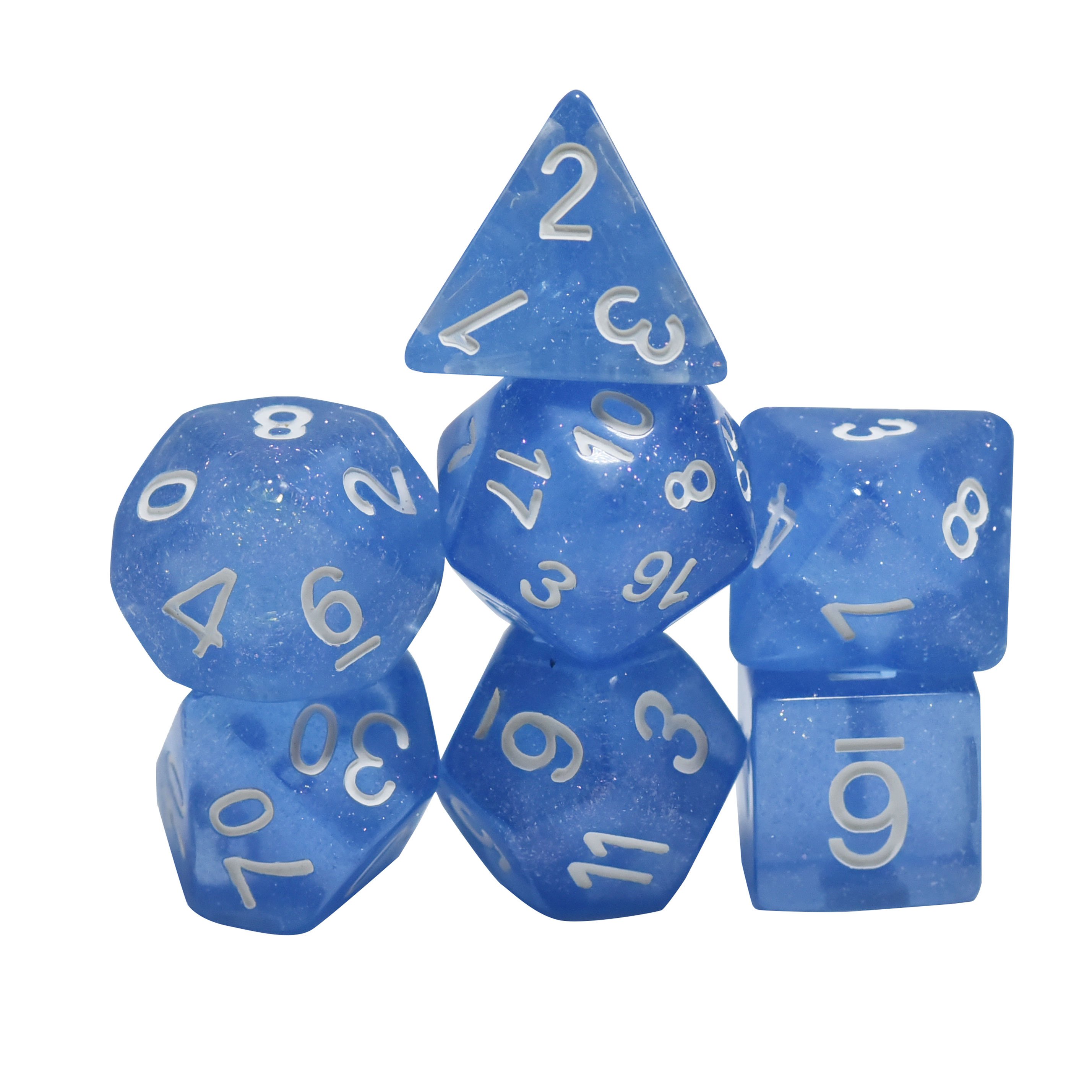 16mm Customizable Resin Polyhedral Dice Set - Glitter Vapor Style for DND and TRPG Board Games (D4-D20)
